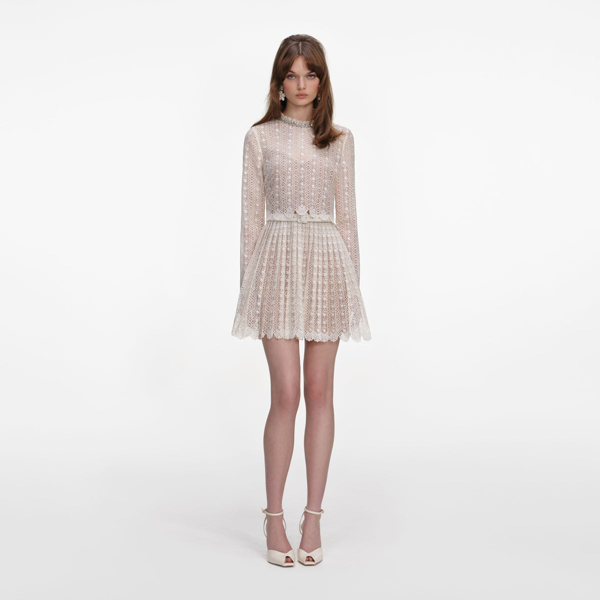 Self-portrait - Cream Organza Lace Mini Dress - US 8 Self-portrait - Cream Organza Lace Mini Dress - US 8