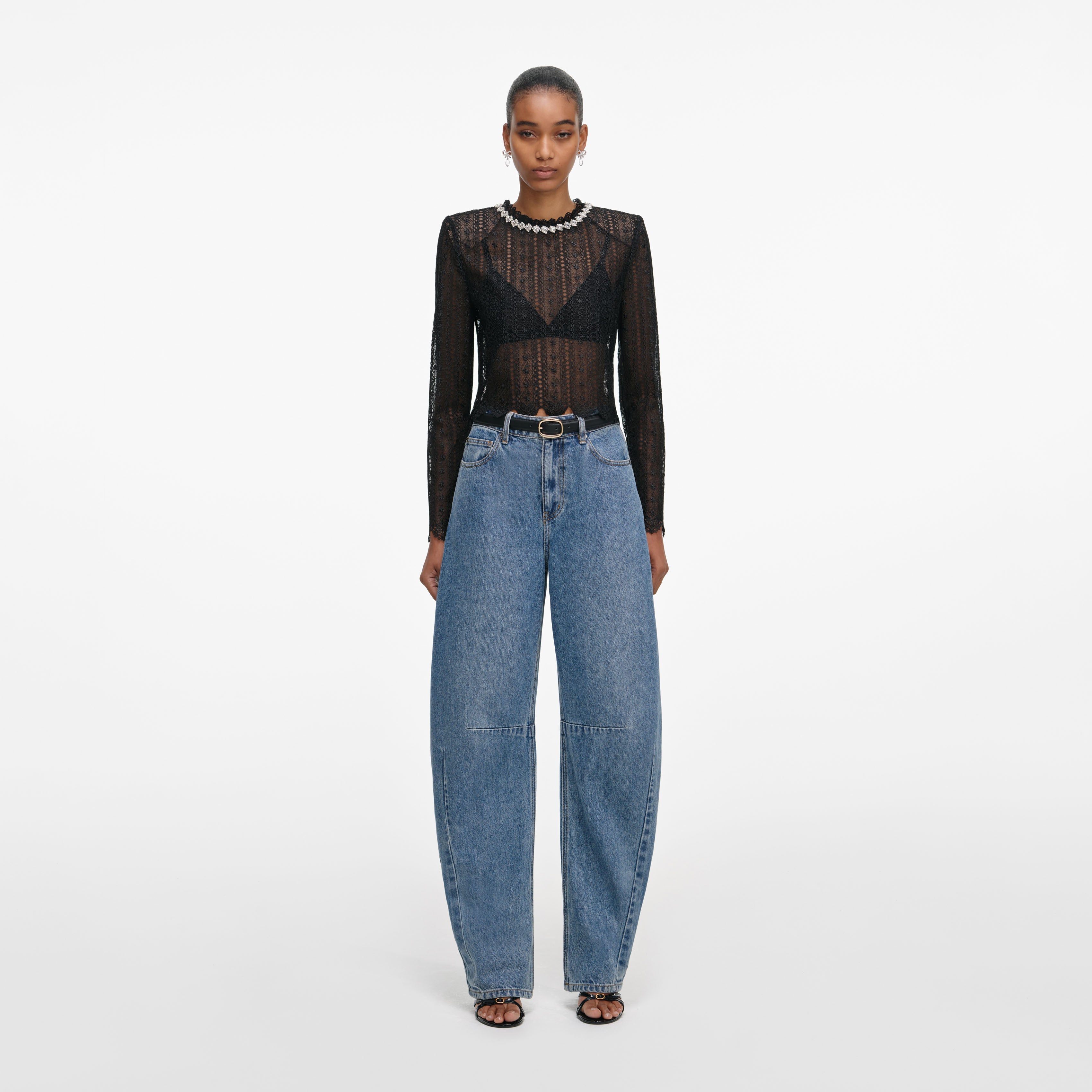 Black Organza Lace Top