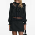 Black Viscose Lace Blouse