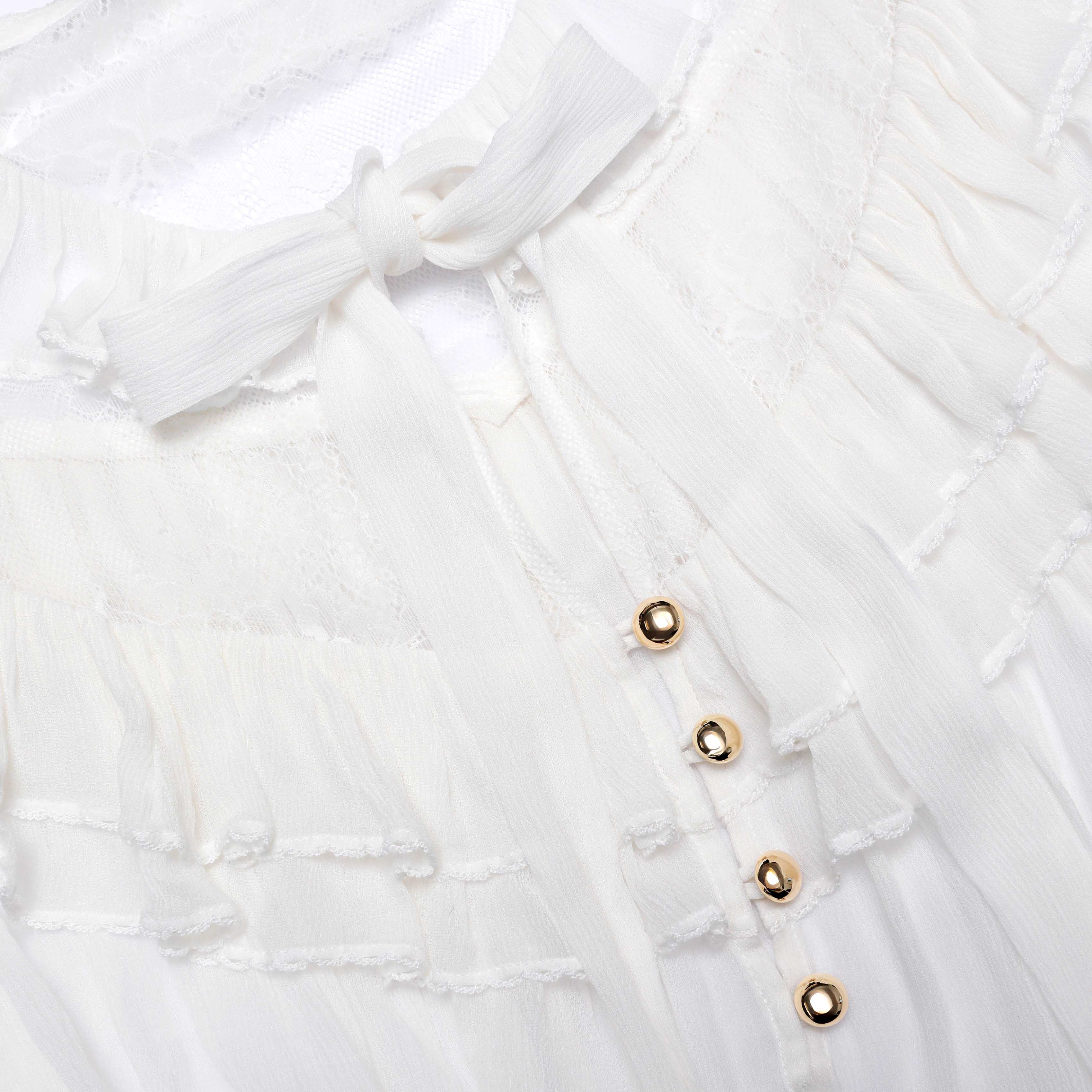 White Georgette Lace Blouse