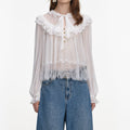 White Georgette Lace Blouse