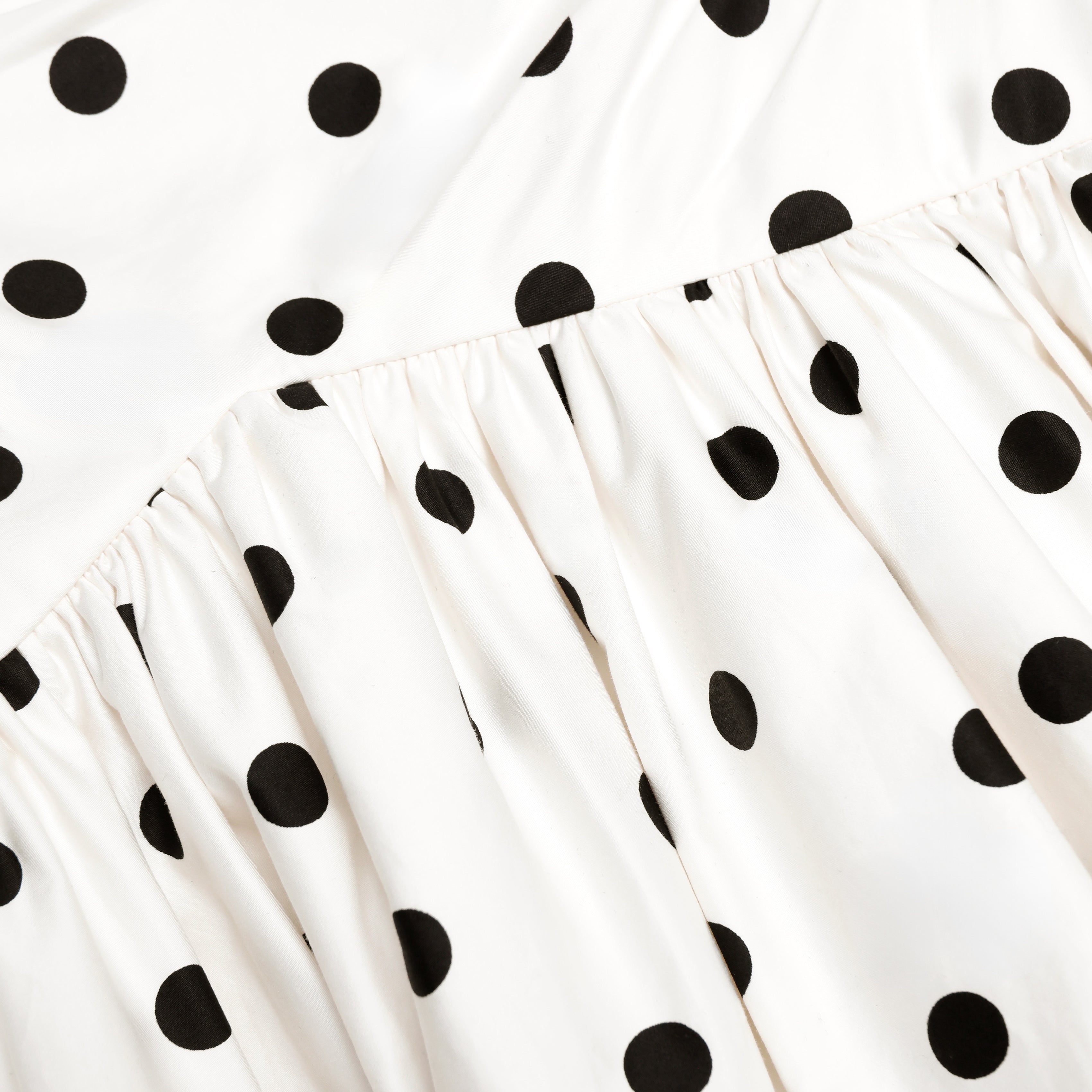 Cream Polka Dot Cotton Midi Dress