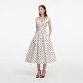 Cream Polka Dot Cotton Midi Dress