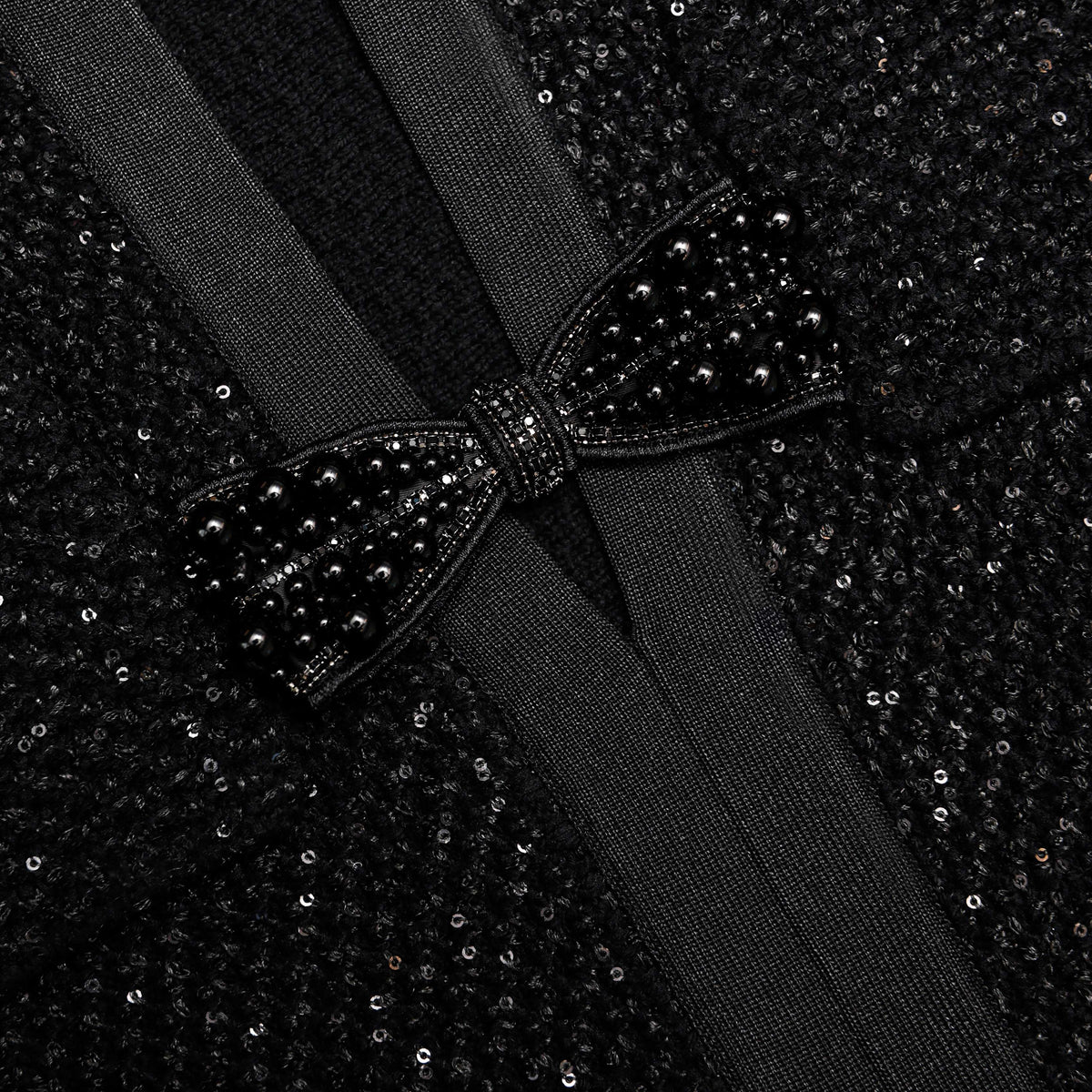 self-portrait - Black Sequin Knit Mini Dress