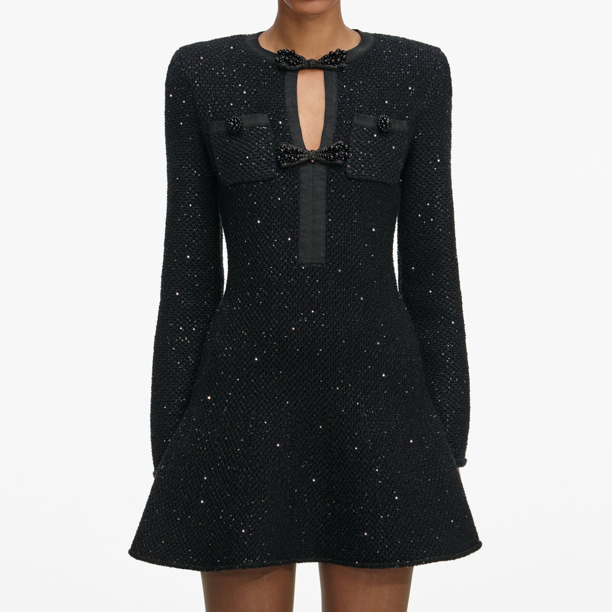Black Sequin Knit Mini Dress – self-portrait-US