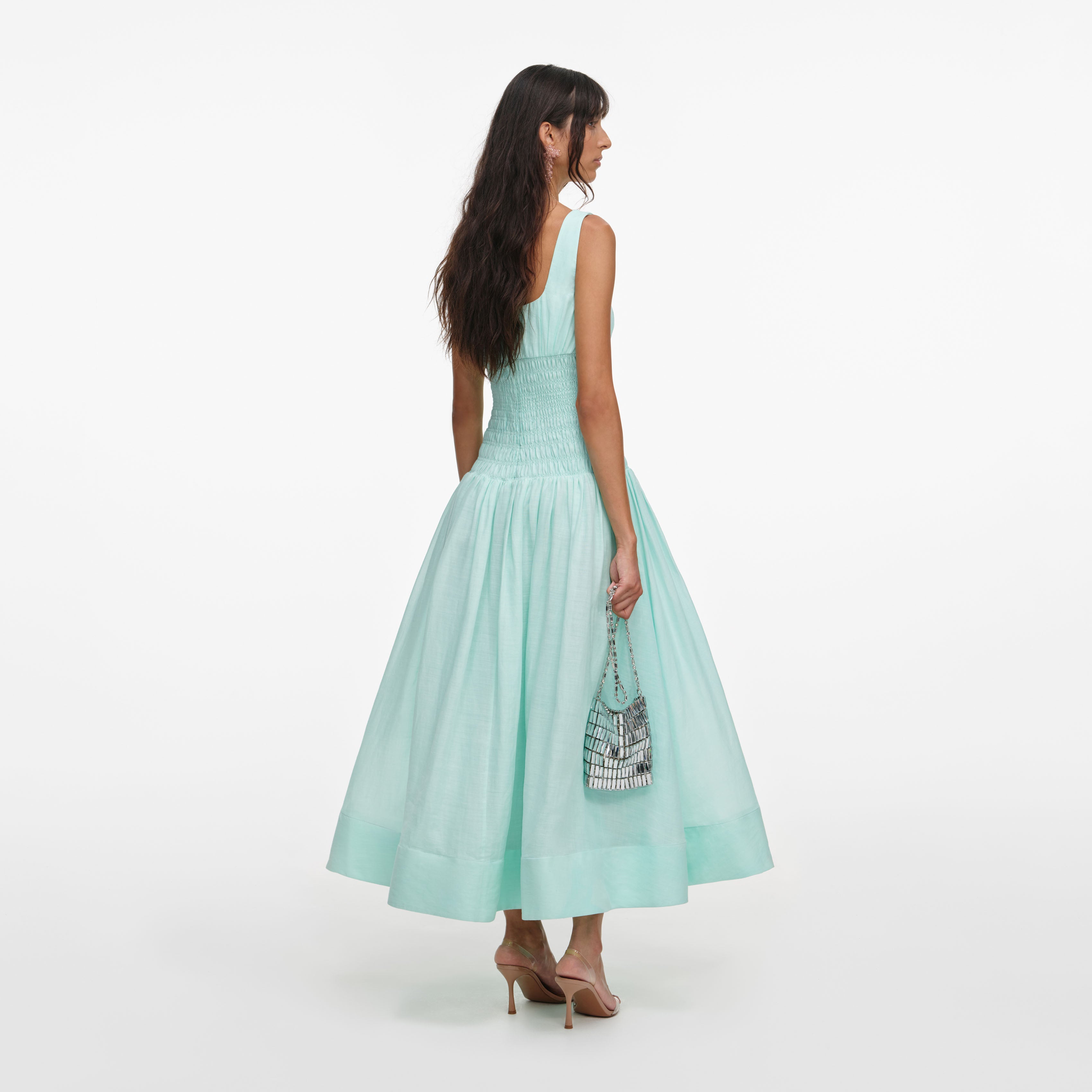 Mint Ramie Midi Dress – self-portrait-US