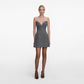 Grey Bandeau Herringbone Mini Dress