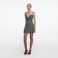 Grey Bandeau Herringbone Mini Dress