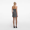 Grey Bandeau Herringbone Mini Dress
