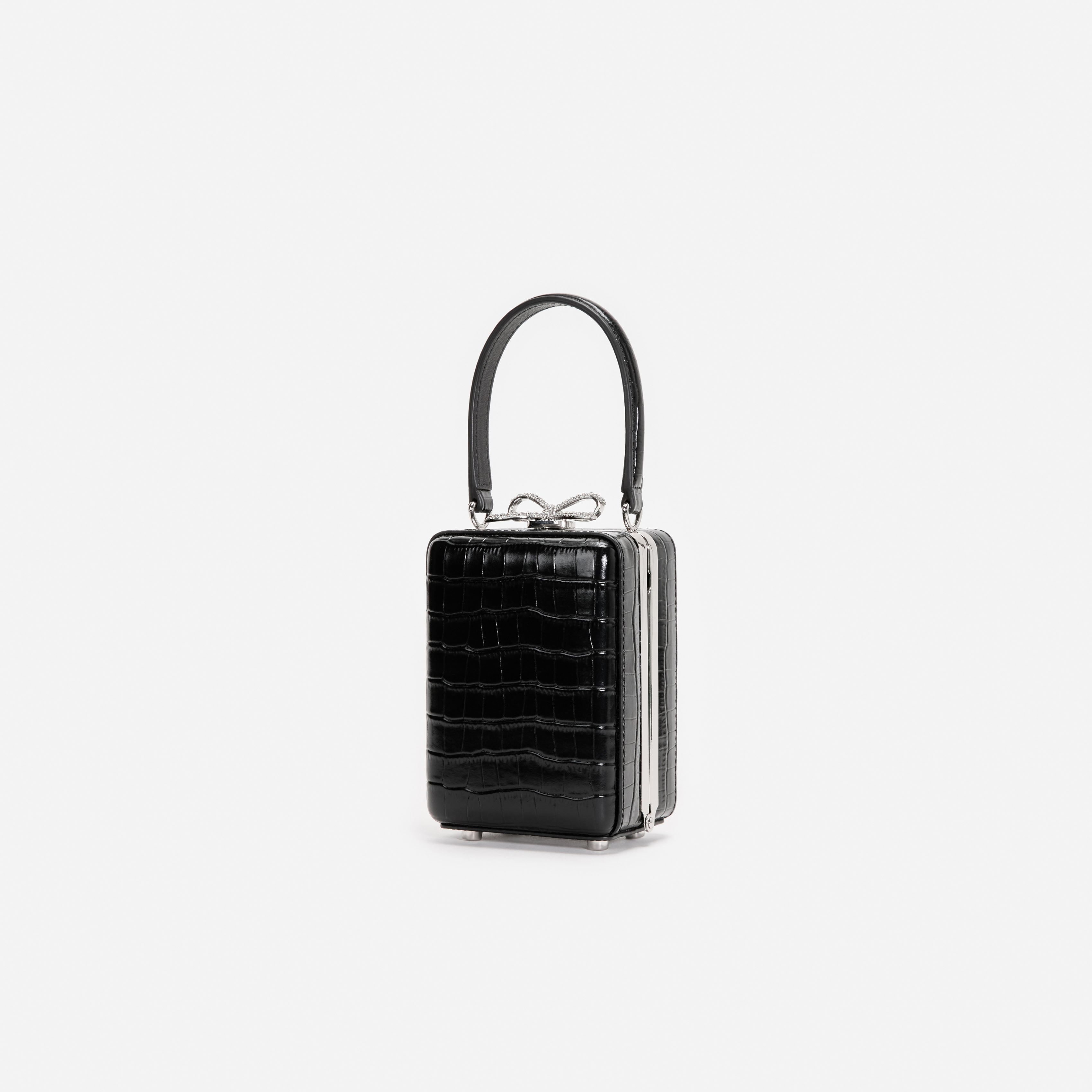 Black Croc Leather Micro Bag