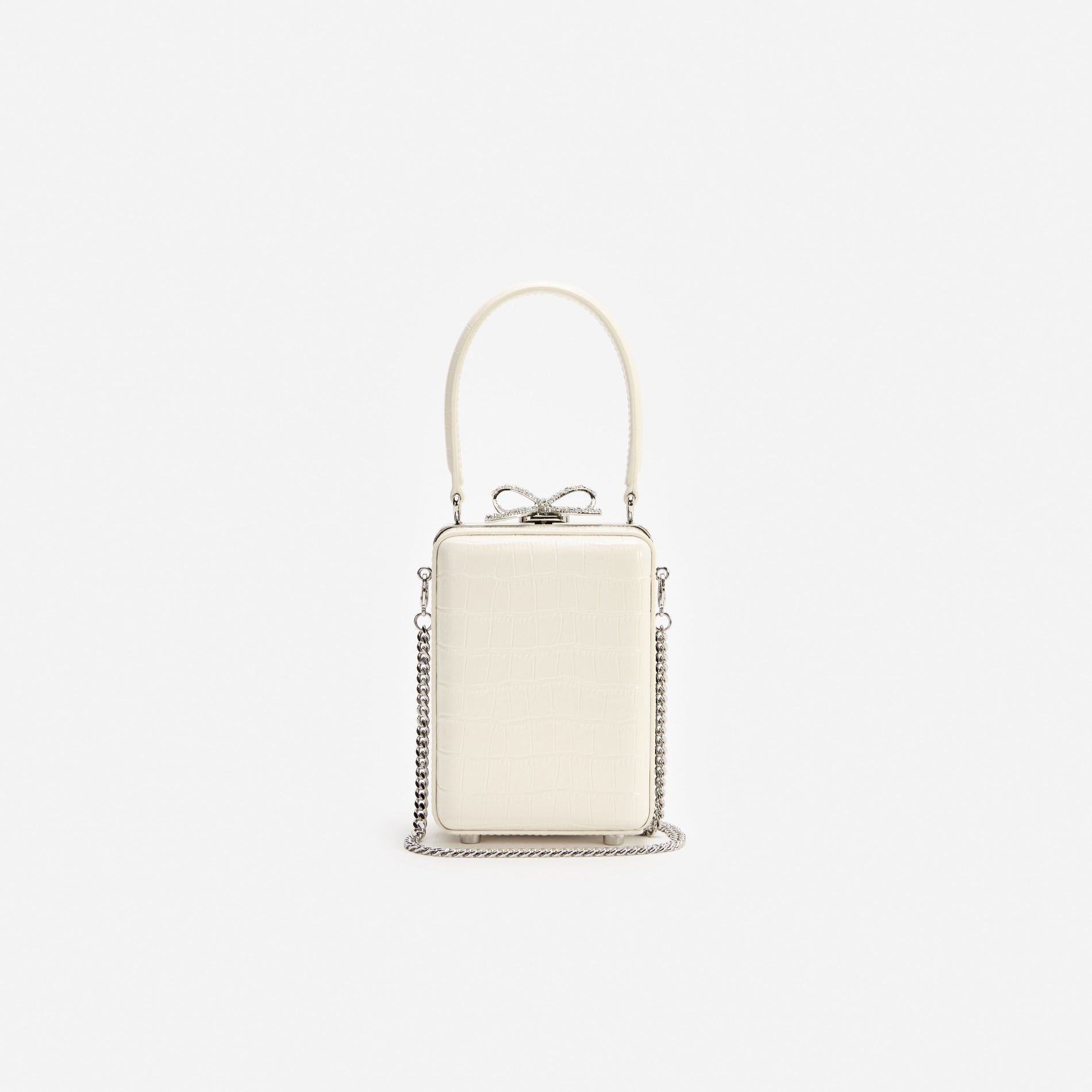 Cream Croc Leather Micro Bag