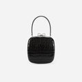 Black Croc Leather Compact Mini Bag