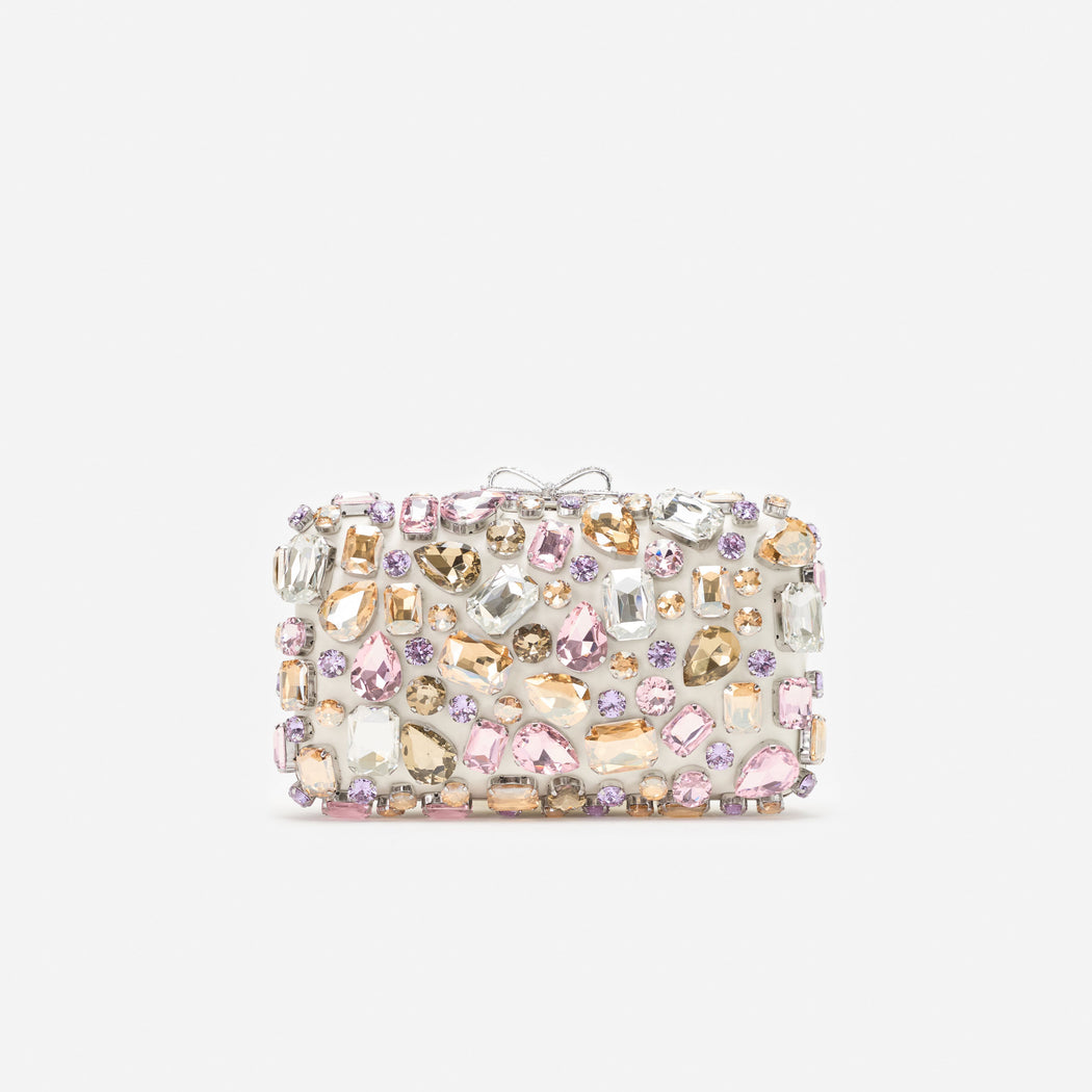 Multi Crystal Embellished Clutch Bag