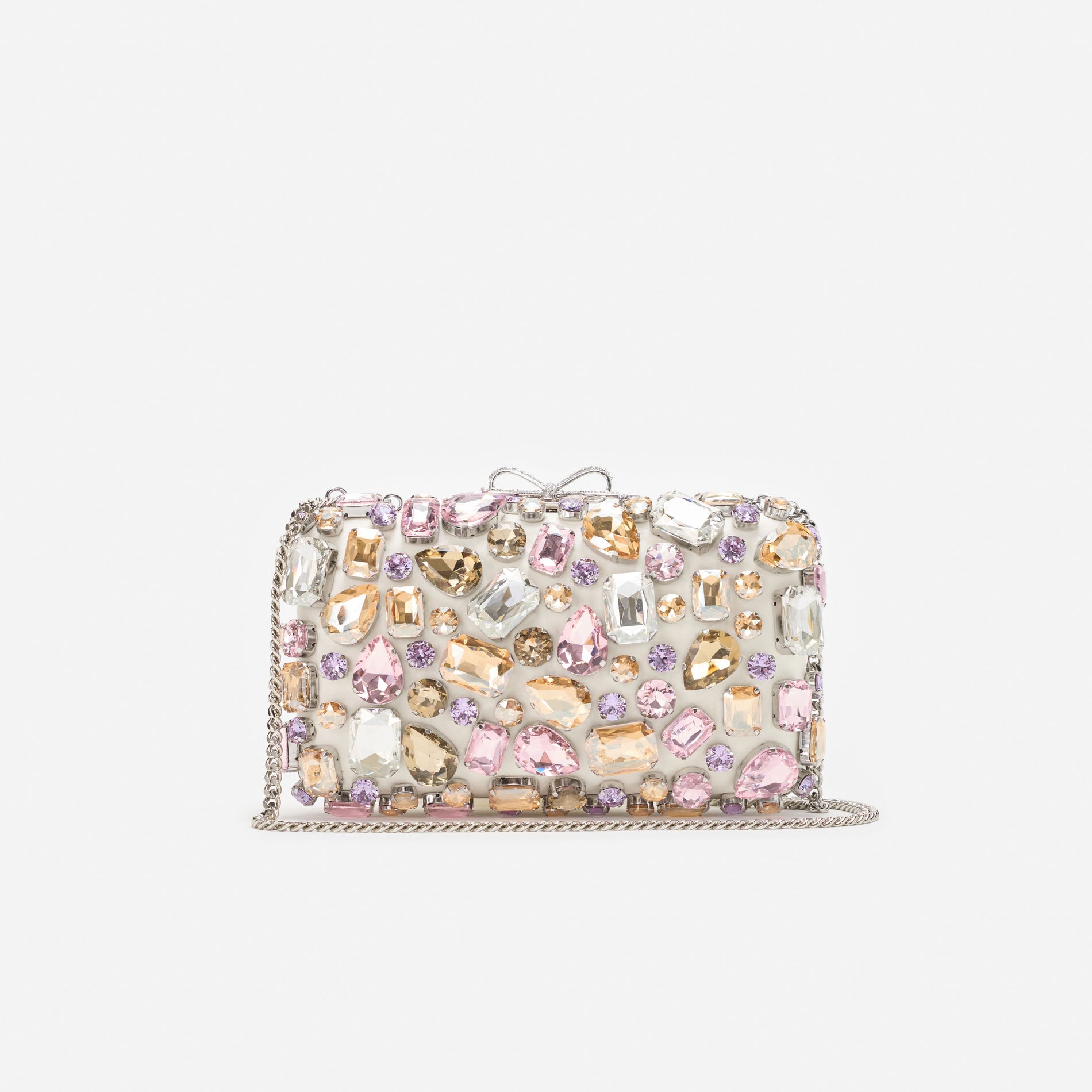 Multi Crystal Embellished Clutch Bag