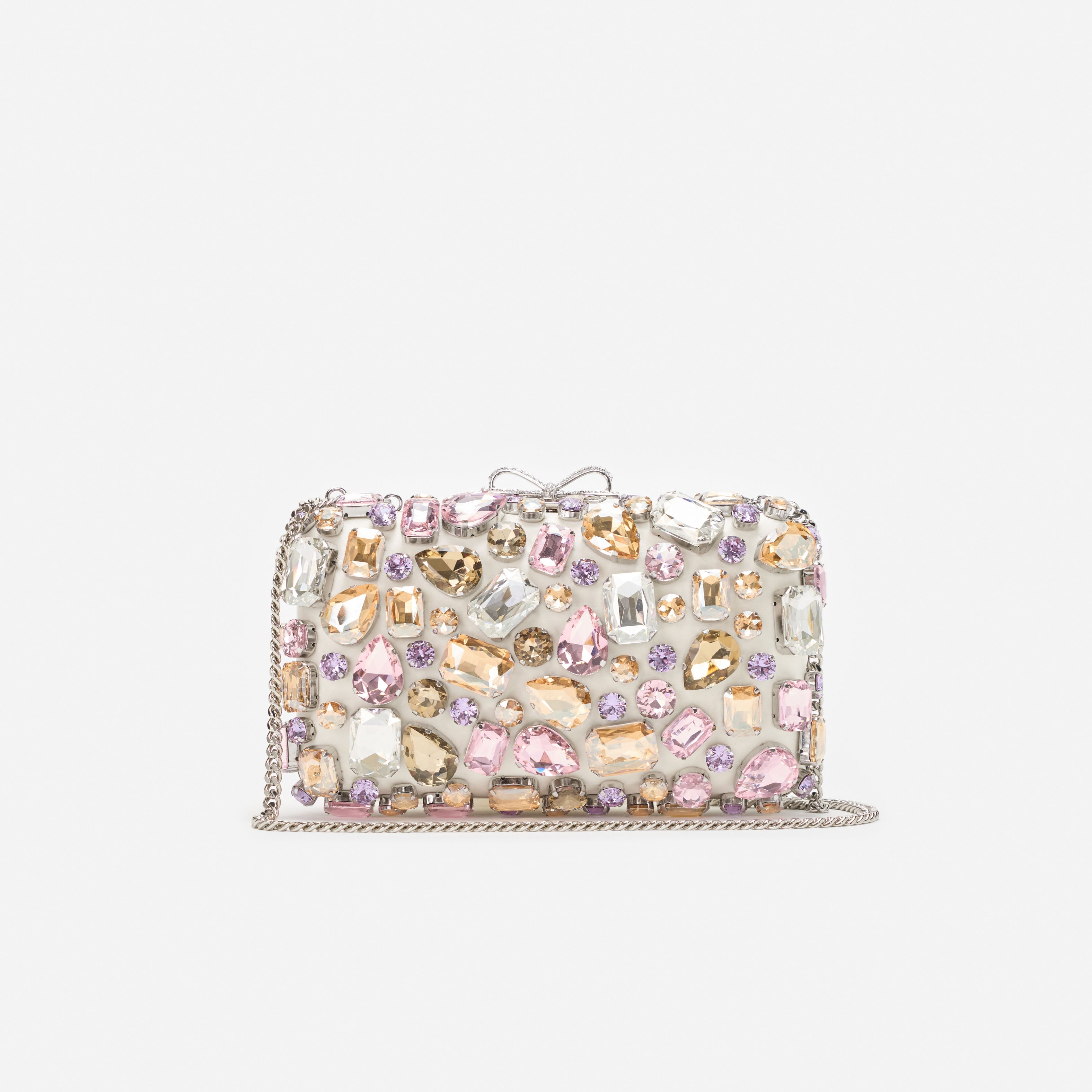 Multi Crystal Embellished Clutch Bag