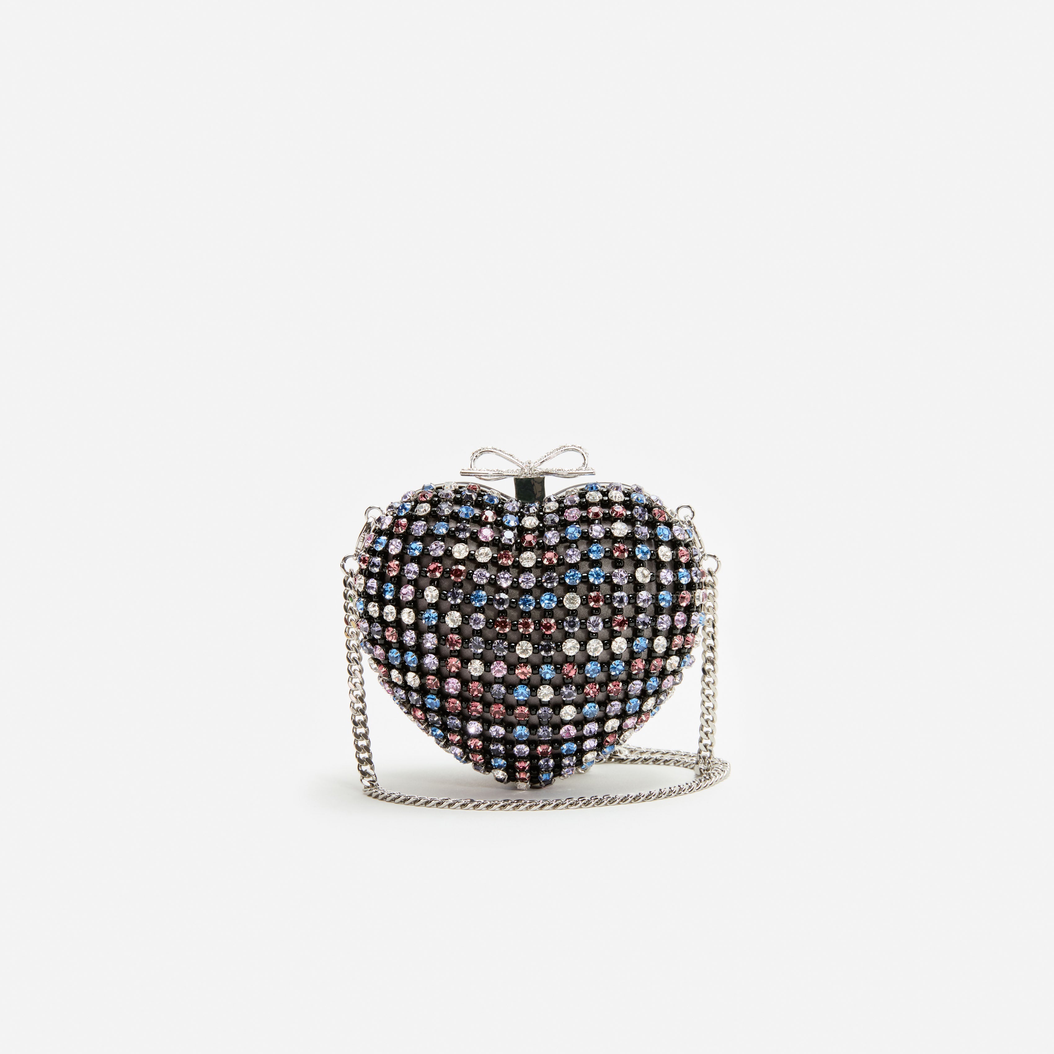 Multi Crystal Heart Clutch – self-portrait-US