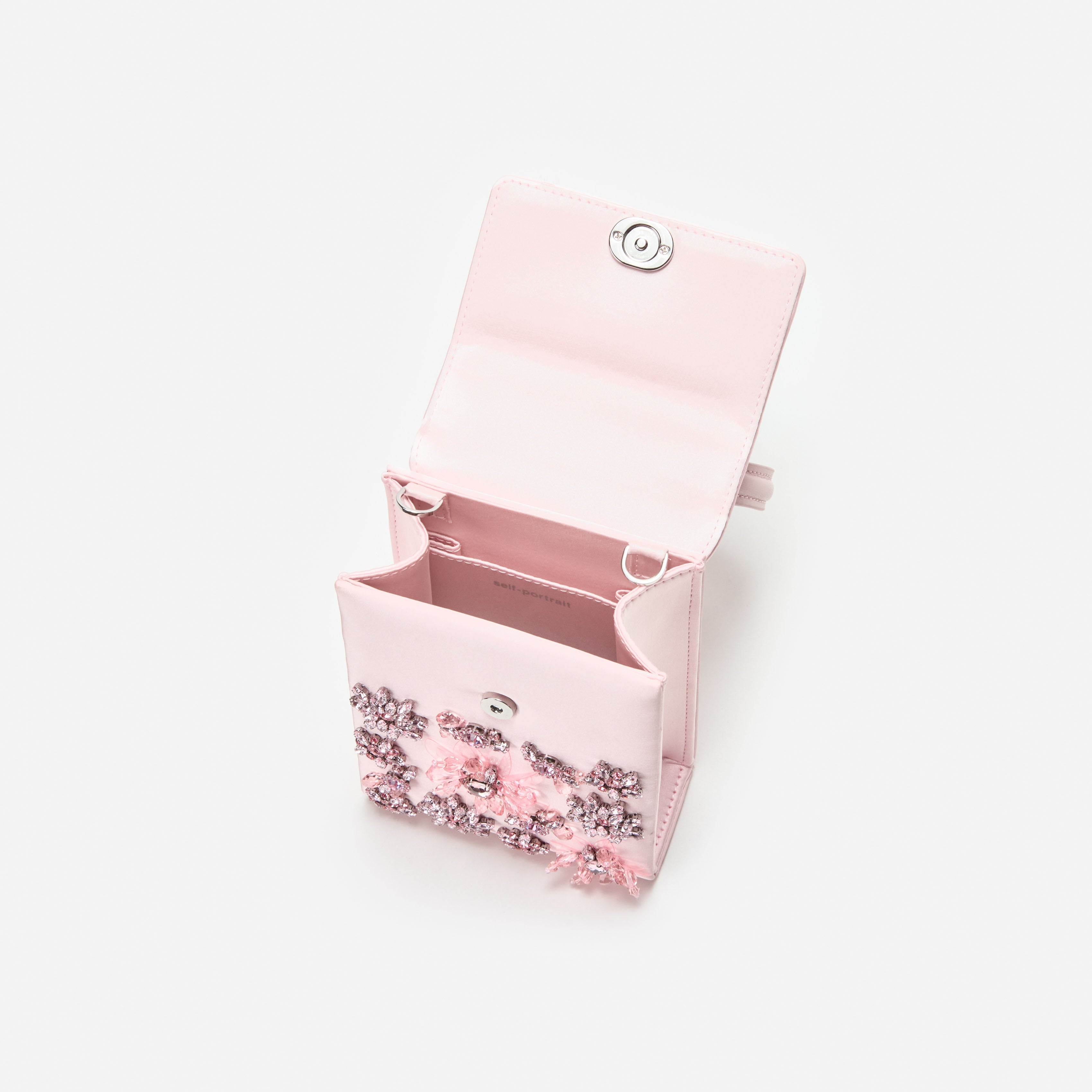 Pink Satin Floral Crystal Mini Bag – self-portrait-US