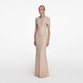 Champagne Rhinestone Maxi Dress