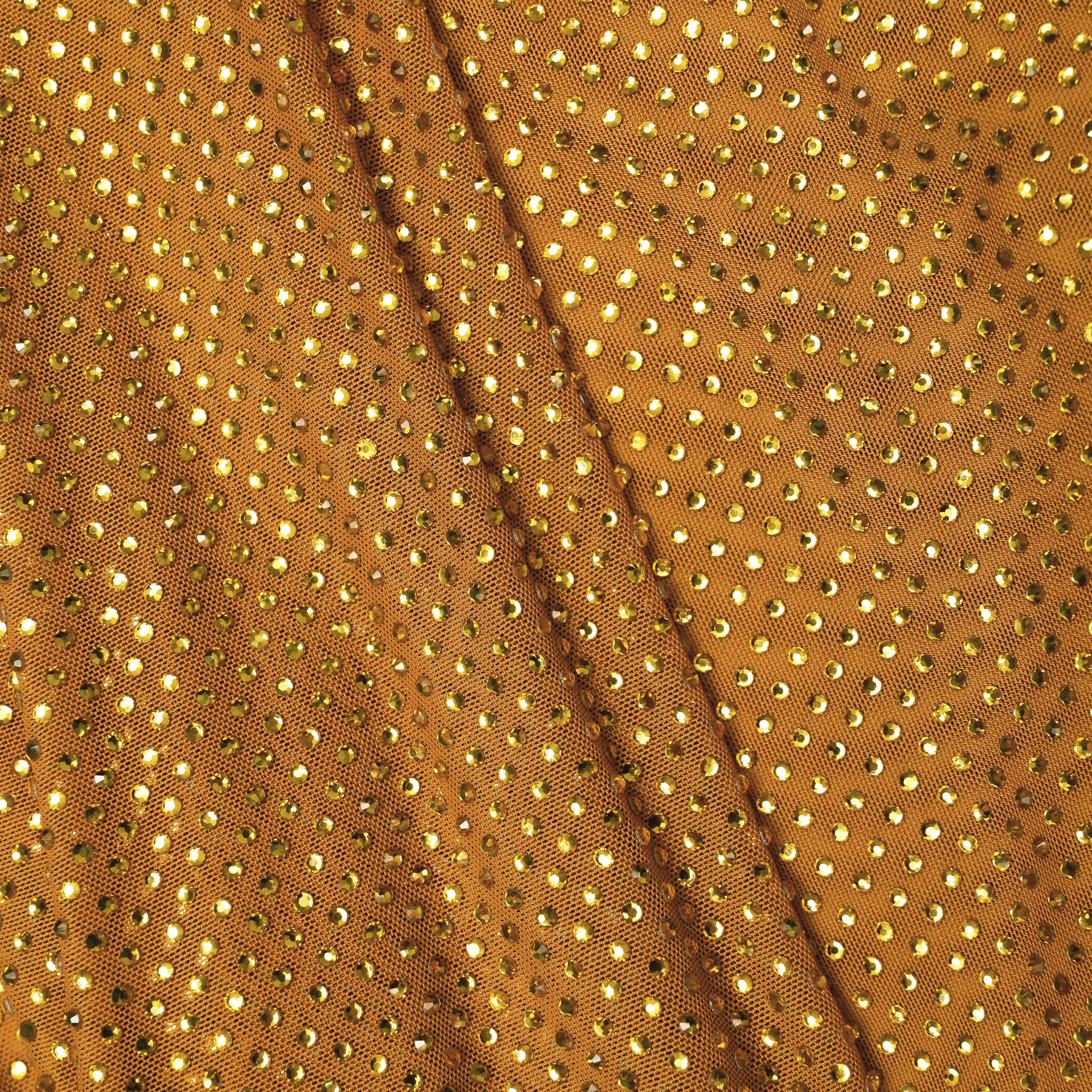 Gold Rhinestone Drape Maxi Dress
