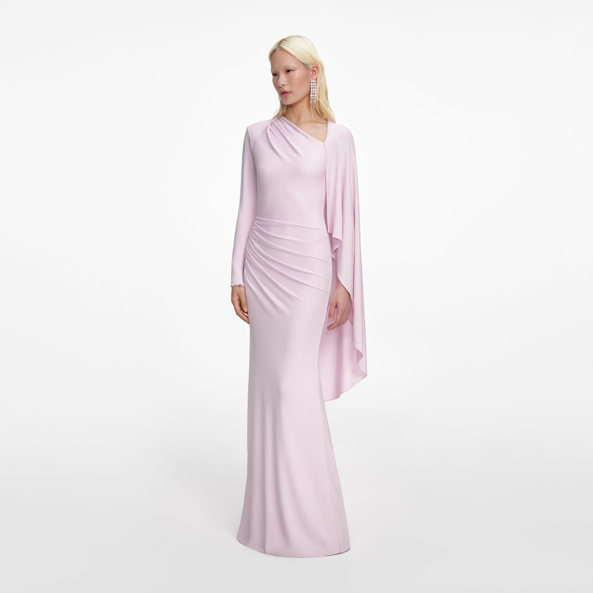 Self-Portrait Long Draped Jersey Dress