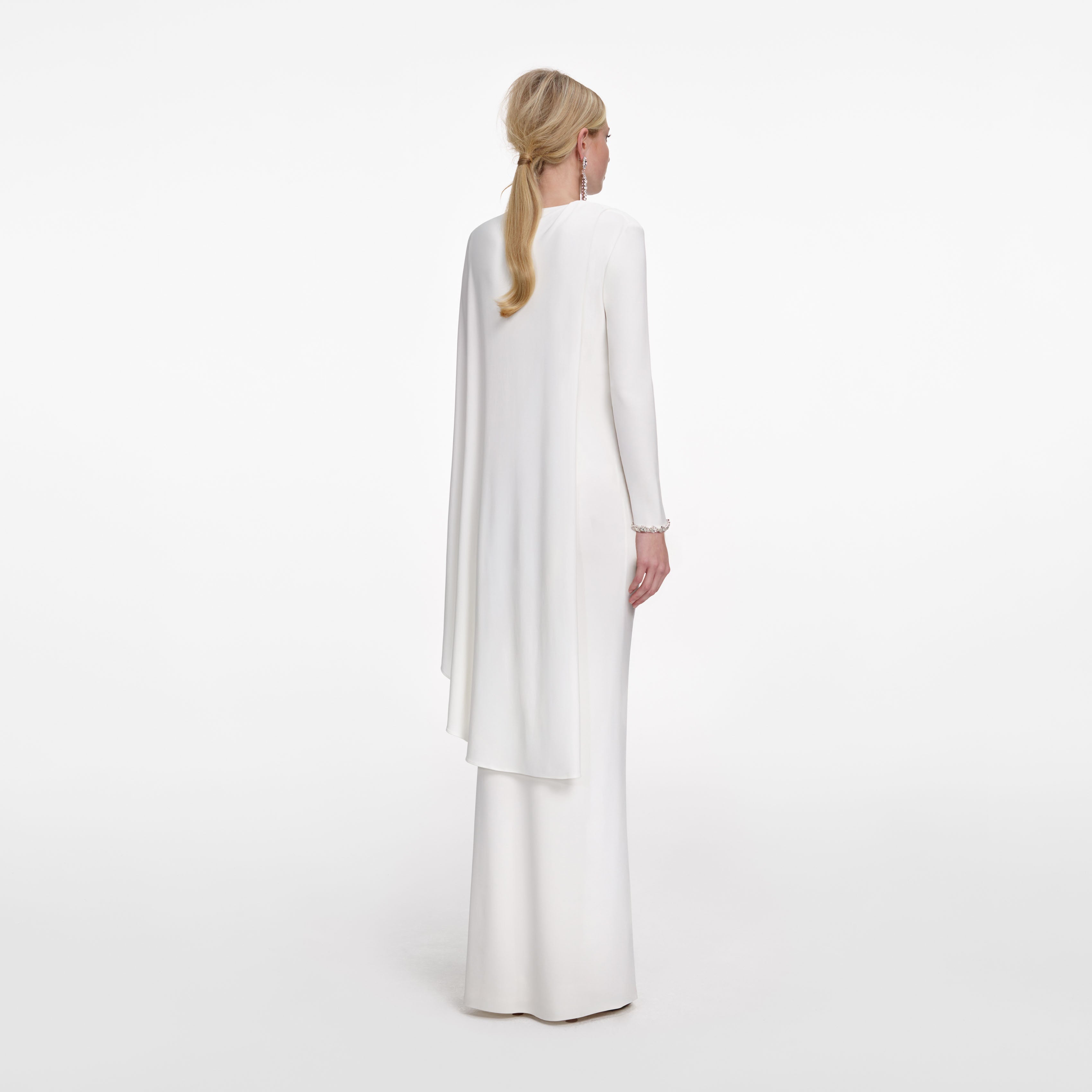 White Jersey Drape Maxi Dress – self-portrait-US