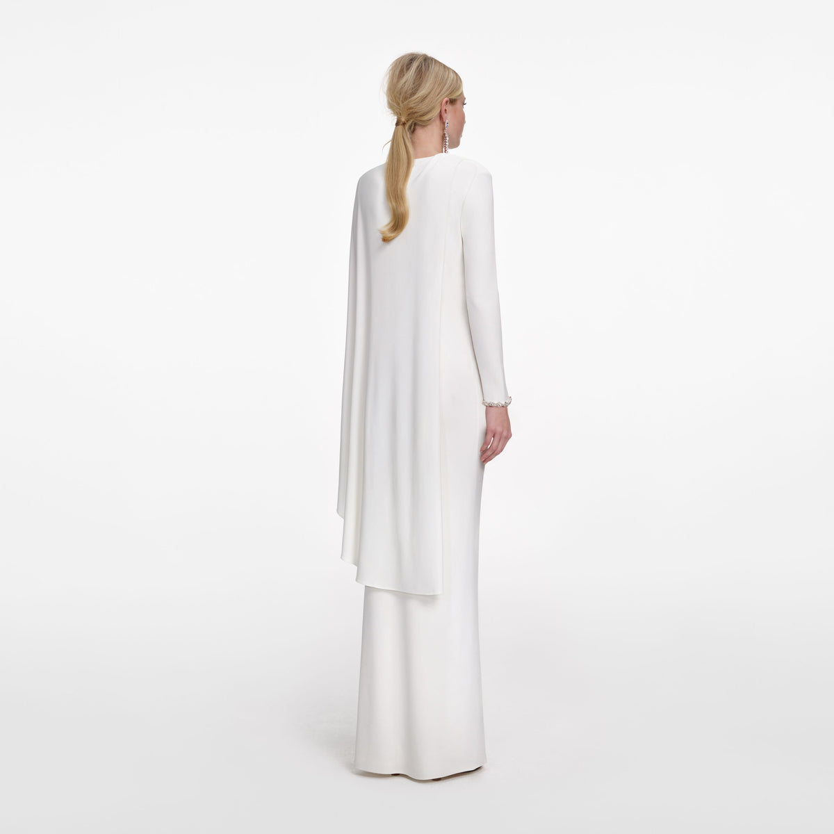 self-portrait - White Jersey Drape Maxi Dress