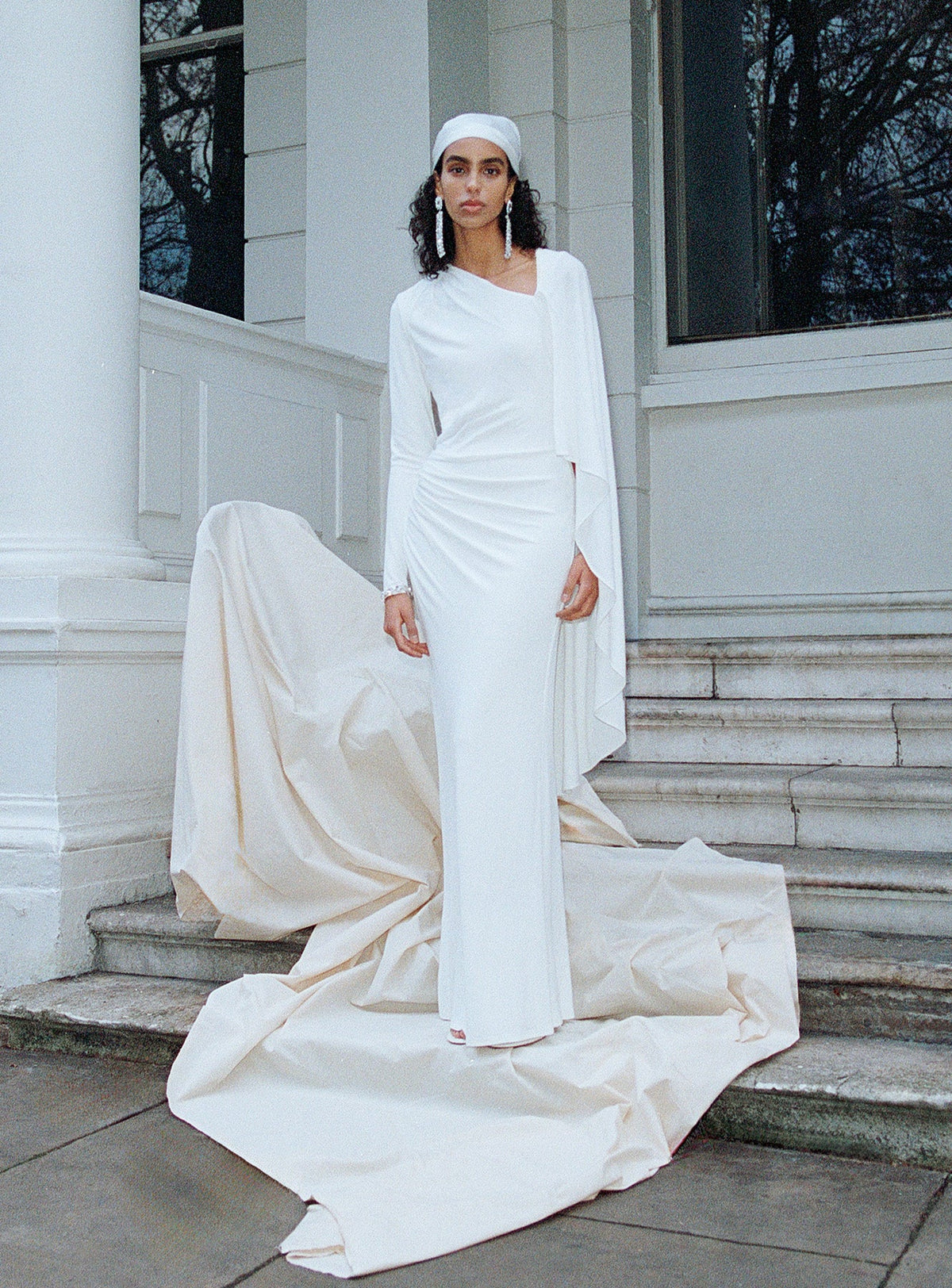 Self-Portrait - White Jersey Drape Maxi Dress