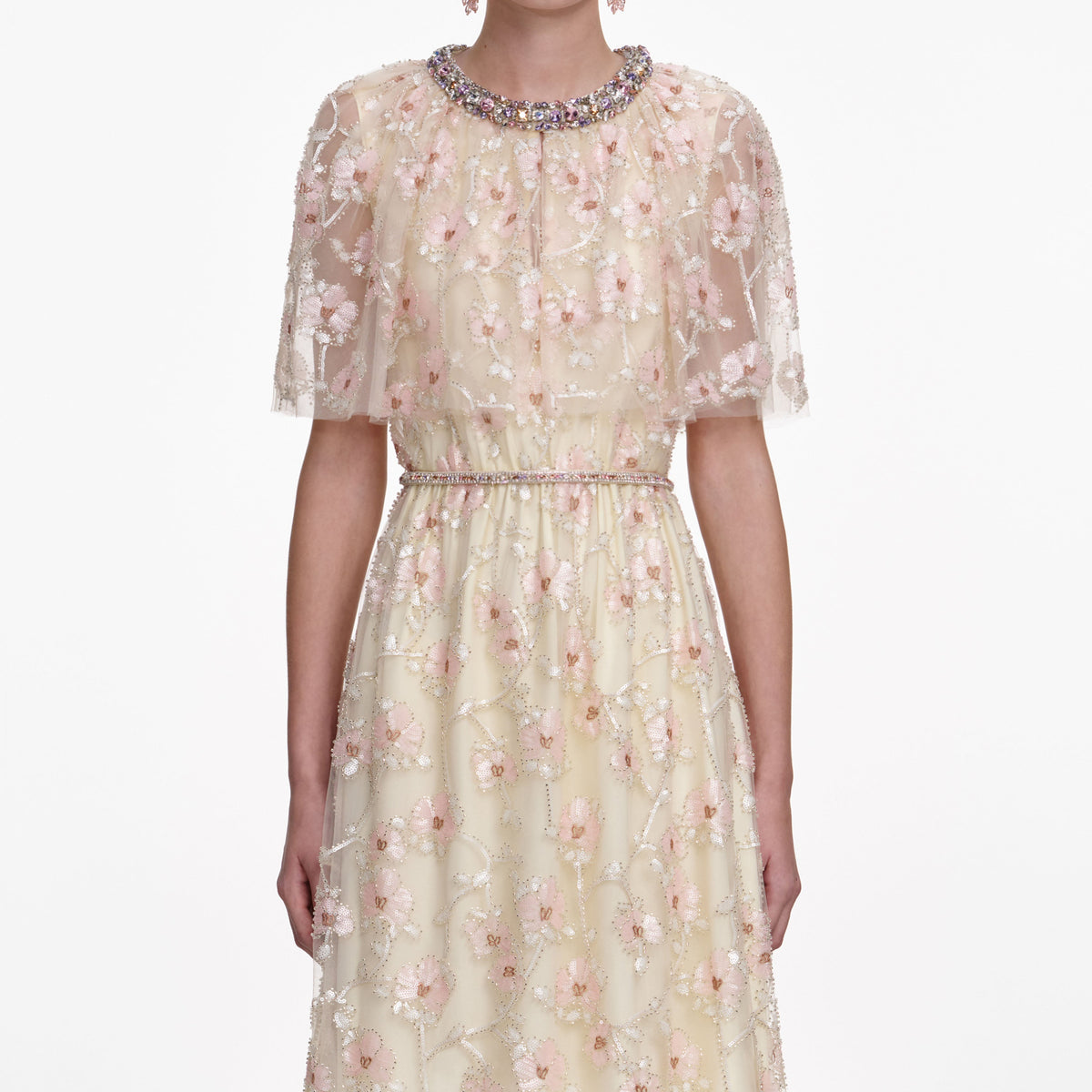 Champagne Floral Embellished Maxi Dress – self-portrait-US
