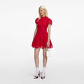 Red Fine Lace Mini Dress