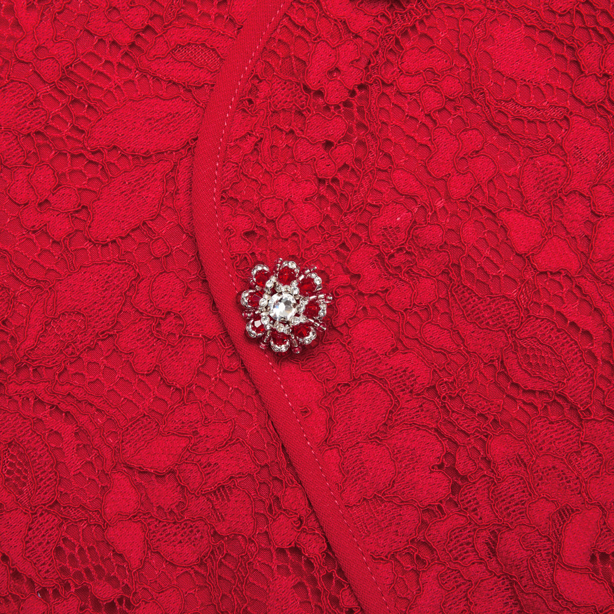 Self-Portrait - Red Fine Lace Mini Dress