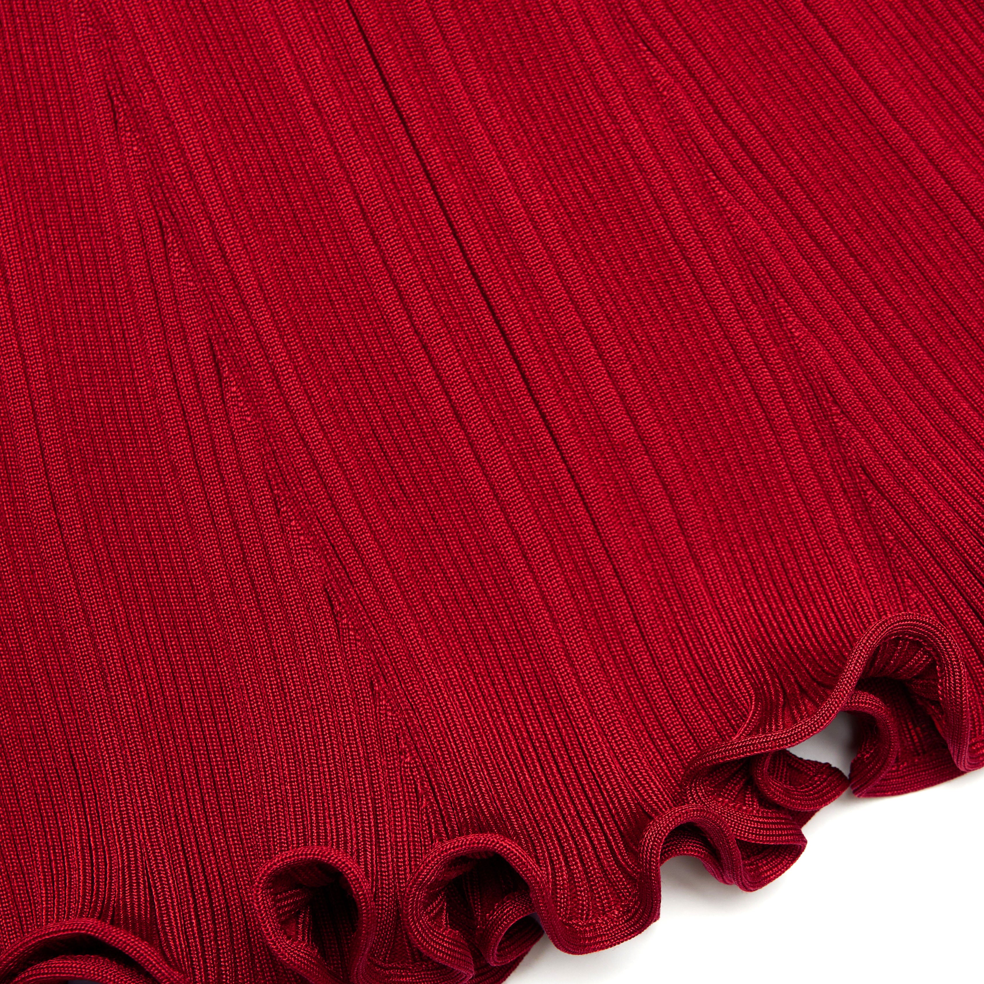 Red Pearl Trim Knit Midi Dress – self-portrait-US