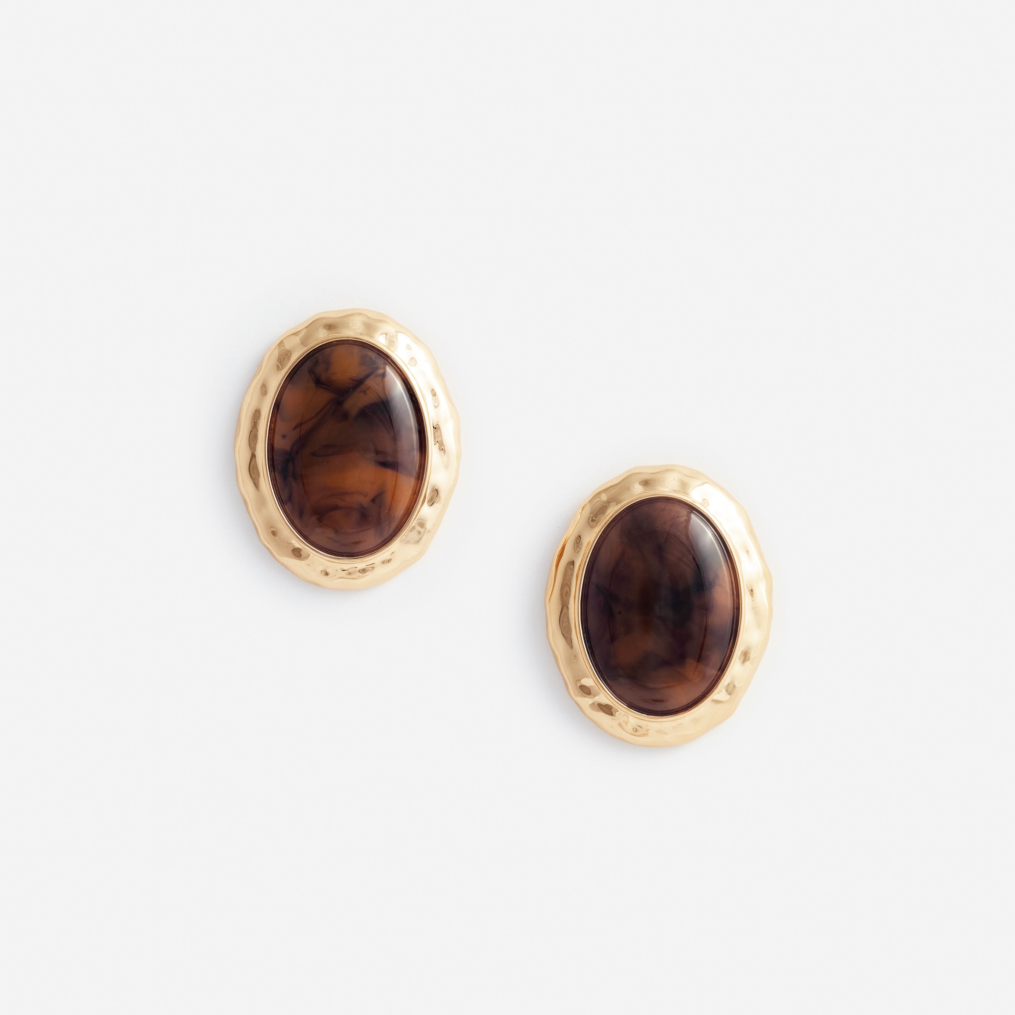 Hammered Gold Tiger Eye Earrings