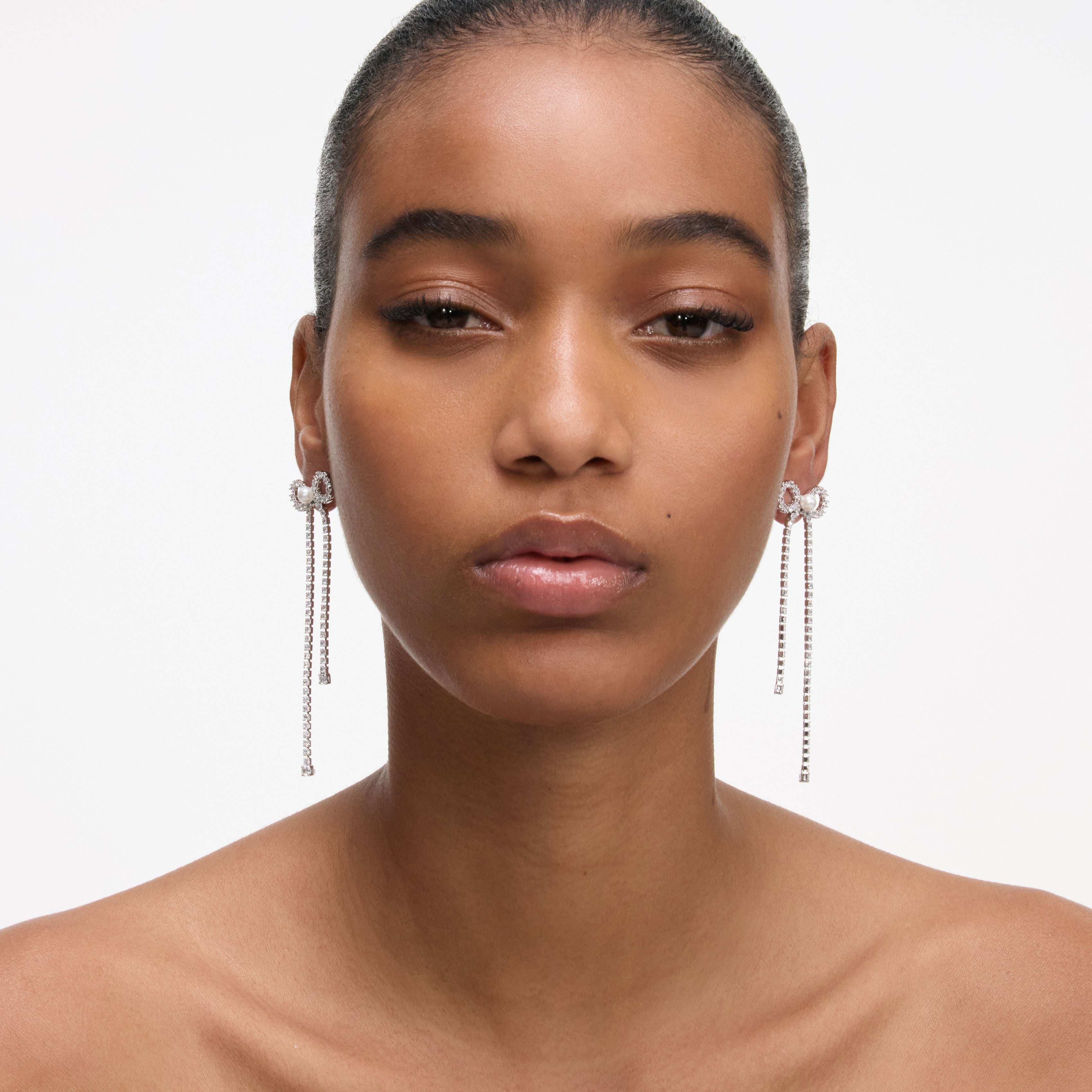 Crystal Droplet Bow Earrings – self-portrait-US