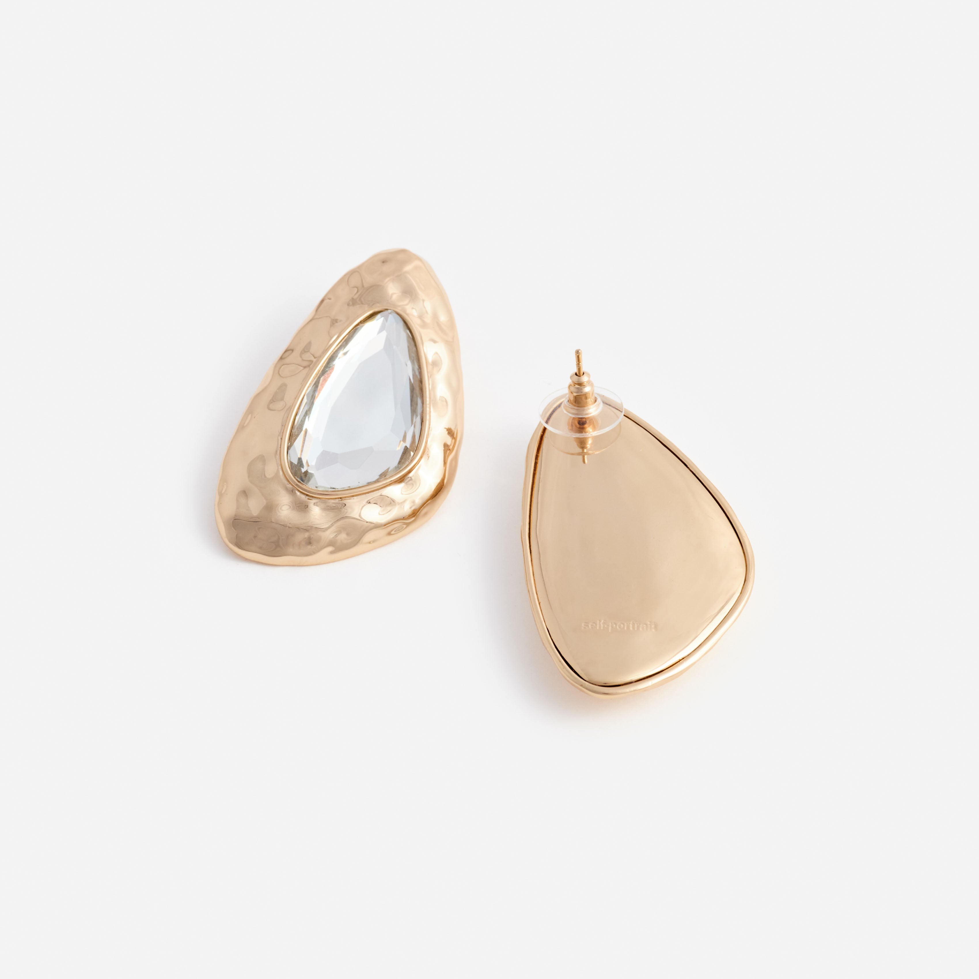 Hammered Gold Crystal Earrings