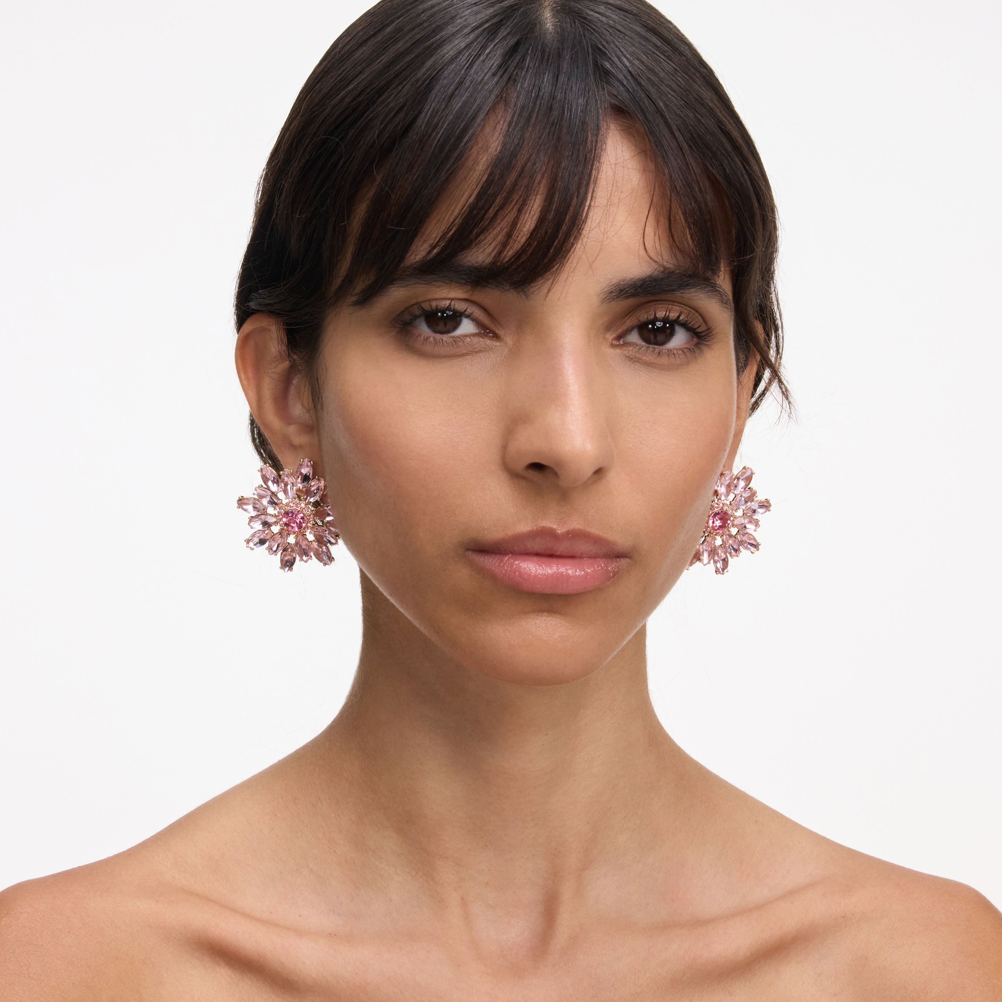 Pink Crystal Flower Earrings – self-portrait-US