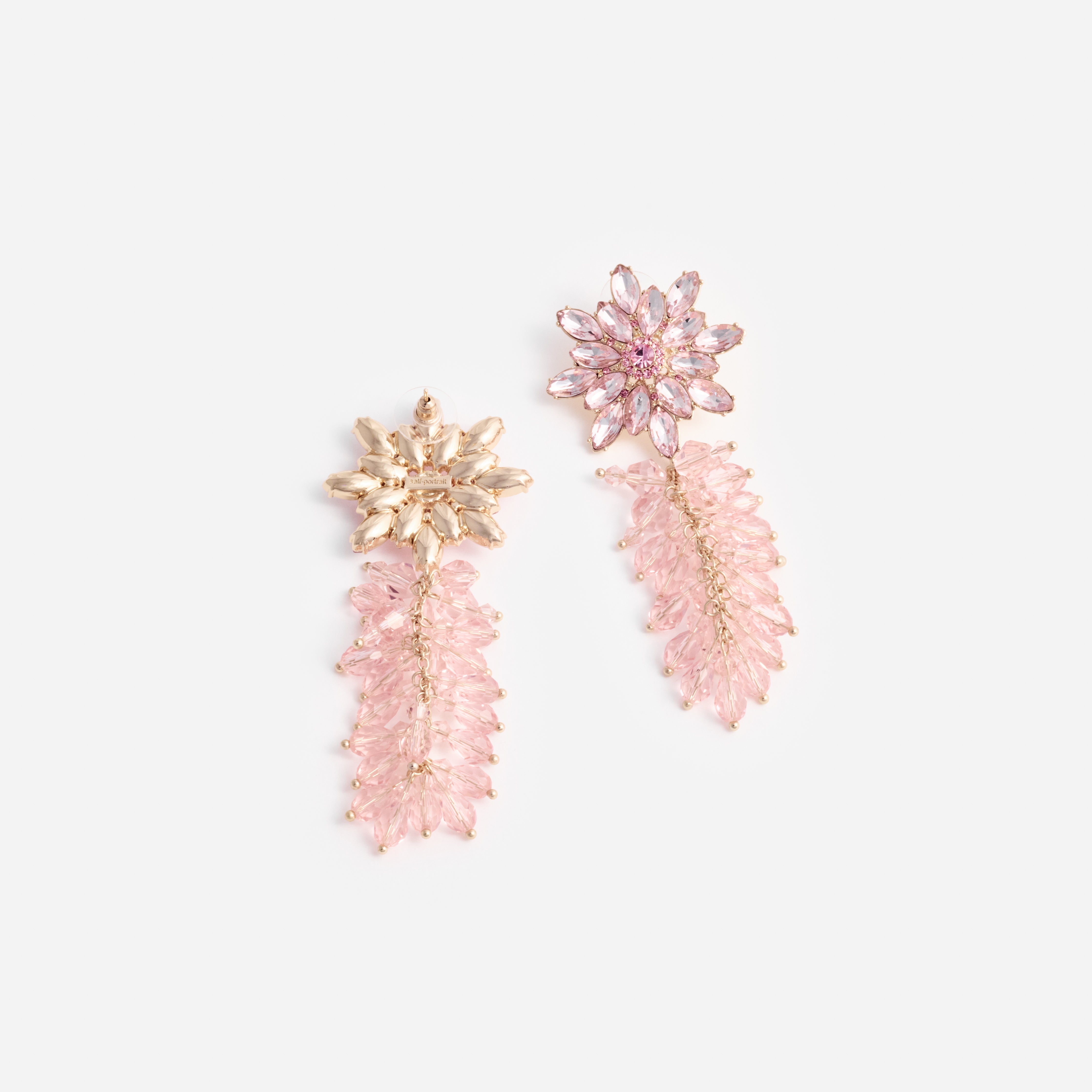 Pink Crystal Cluster Flower Earrings – self-portrait-US