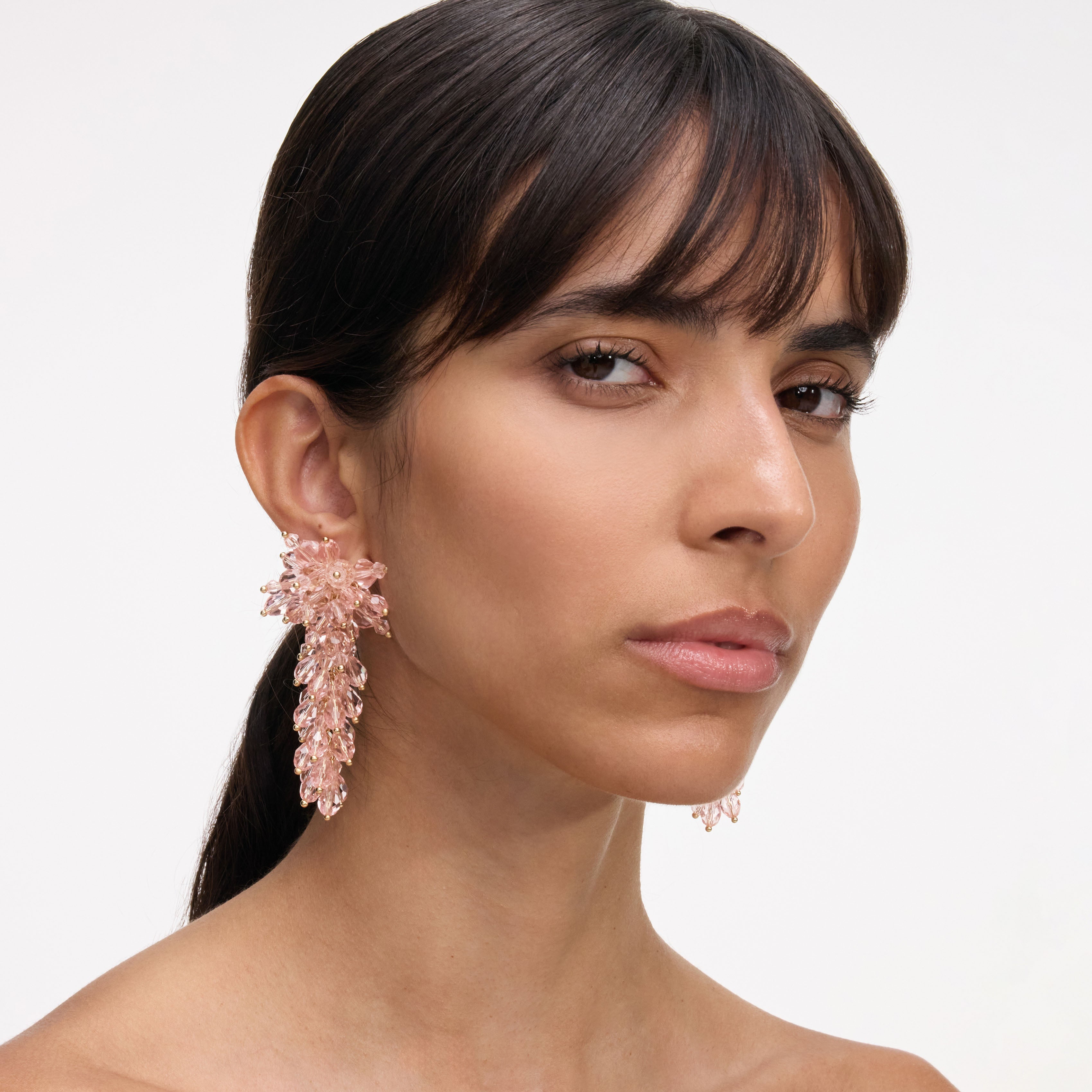 Pink Crystal Cluster Earrings