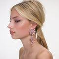 Pink Crystal Tiered Flower Earrings