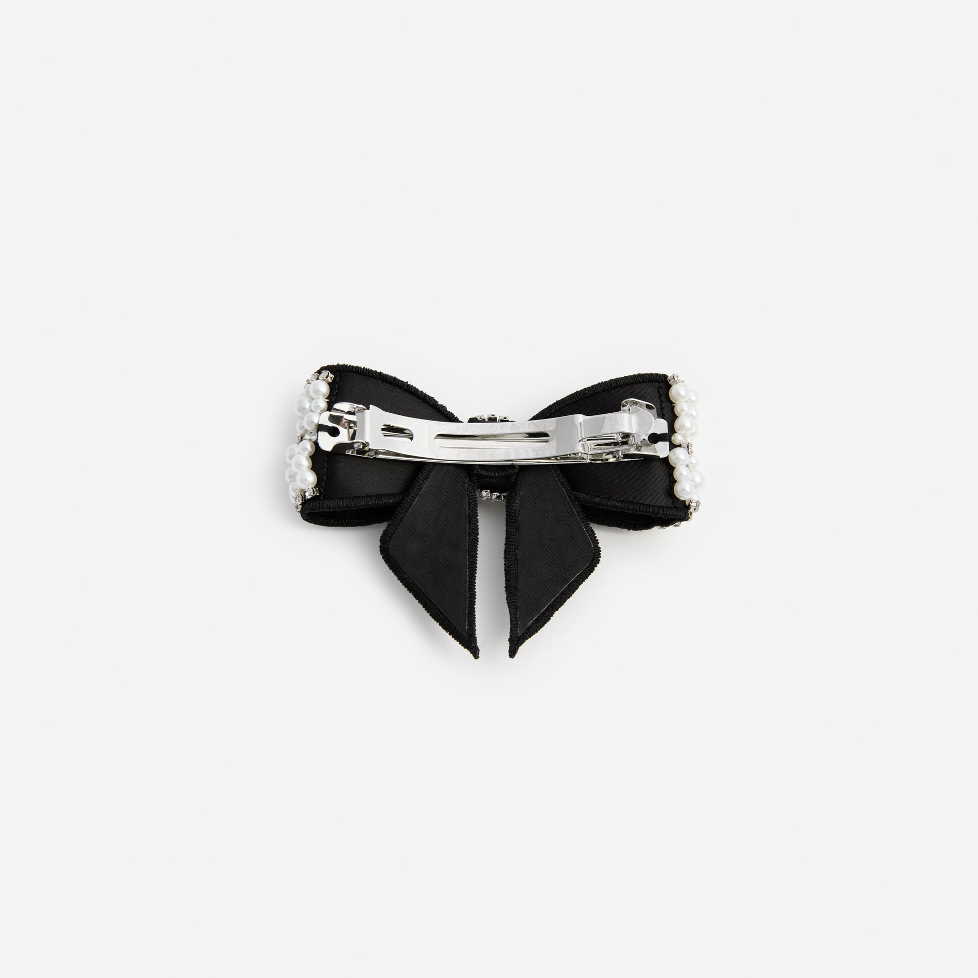 Black Pearl Satin Bow Hairclip