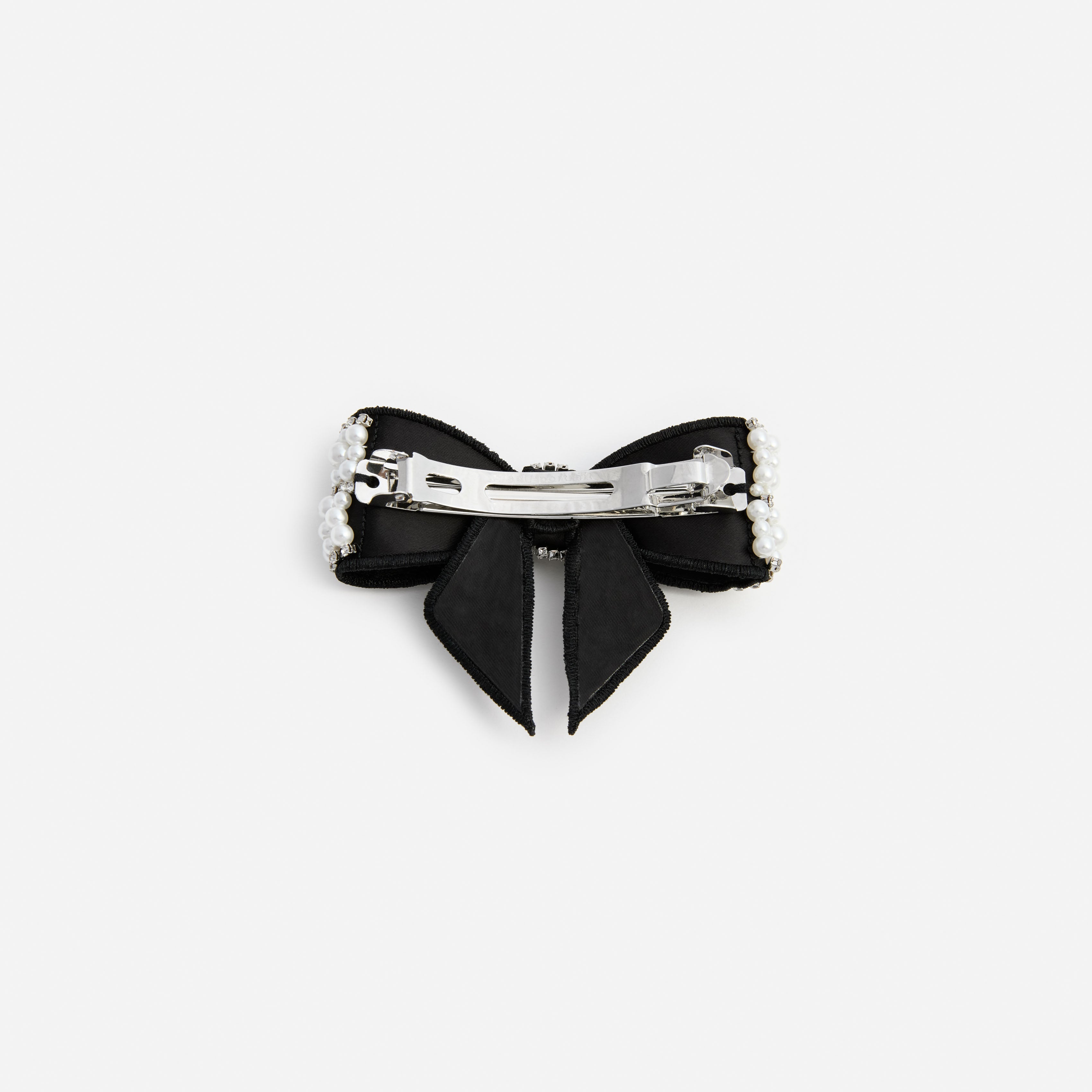 Black Pearl Satin Bow Hairclip