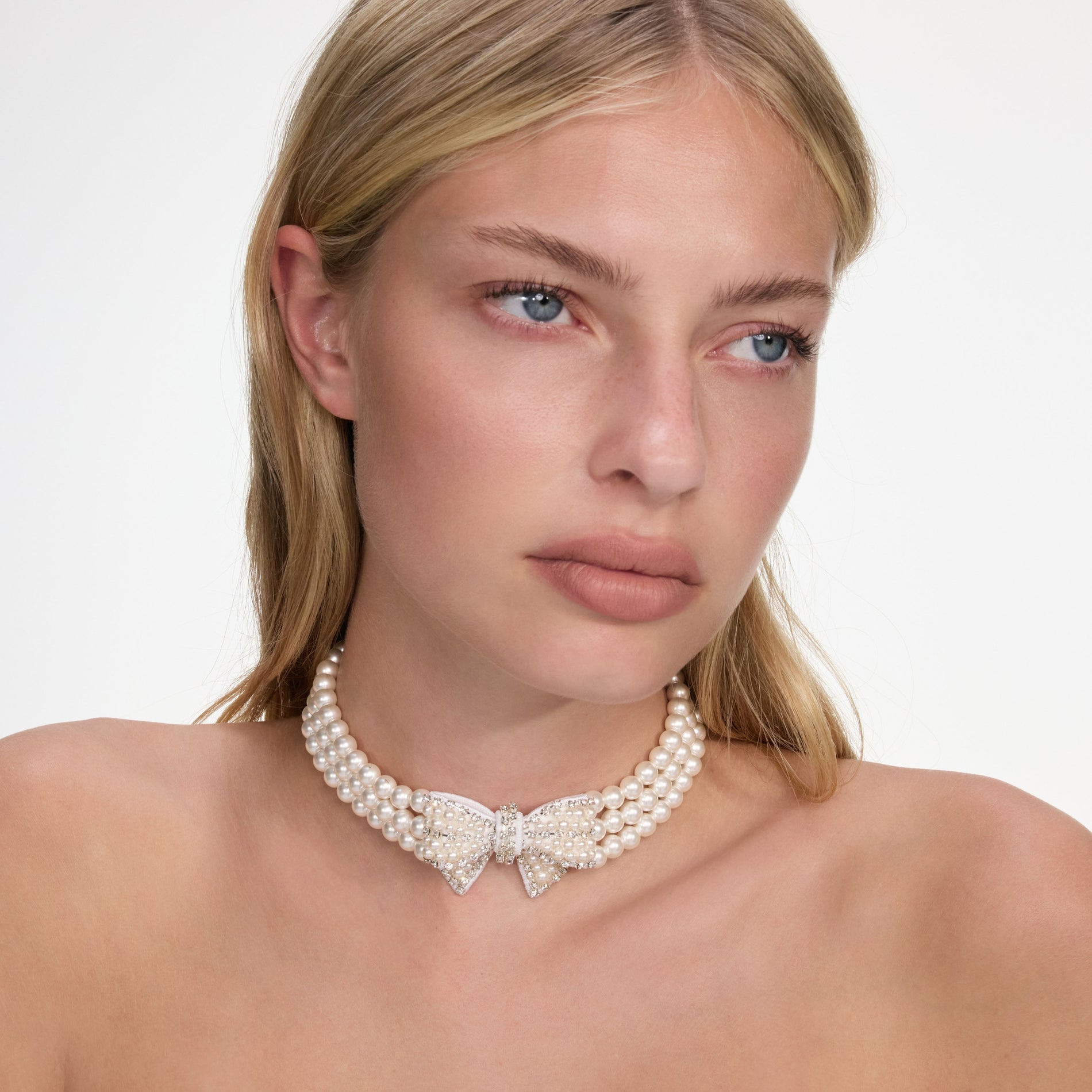 Pearl Satin Bow Necklace