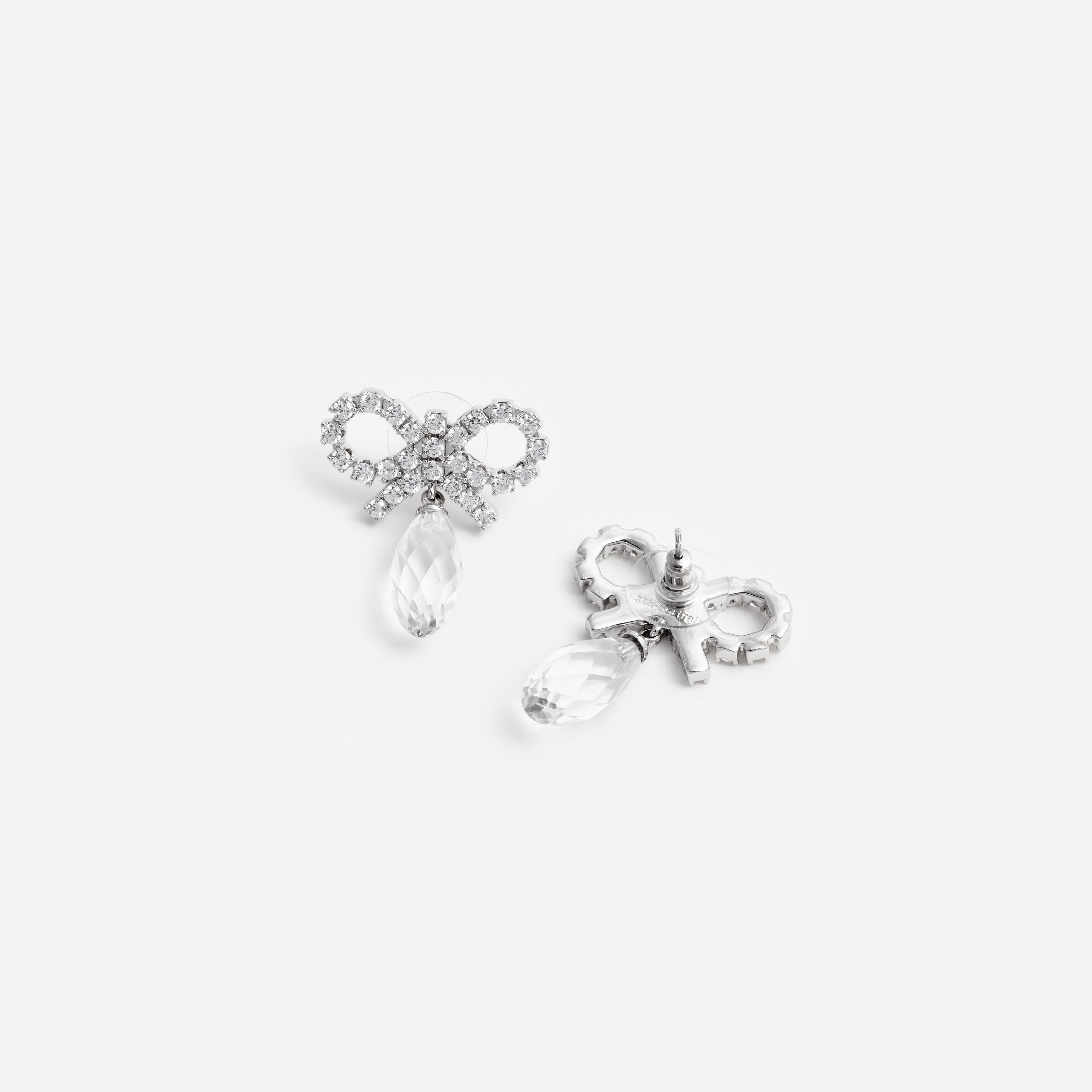 Bow Crystal Droplet Earrings