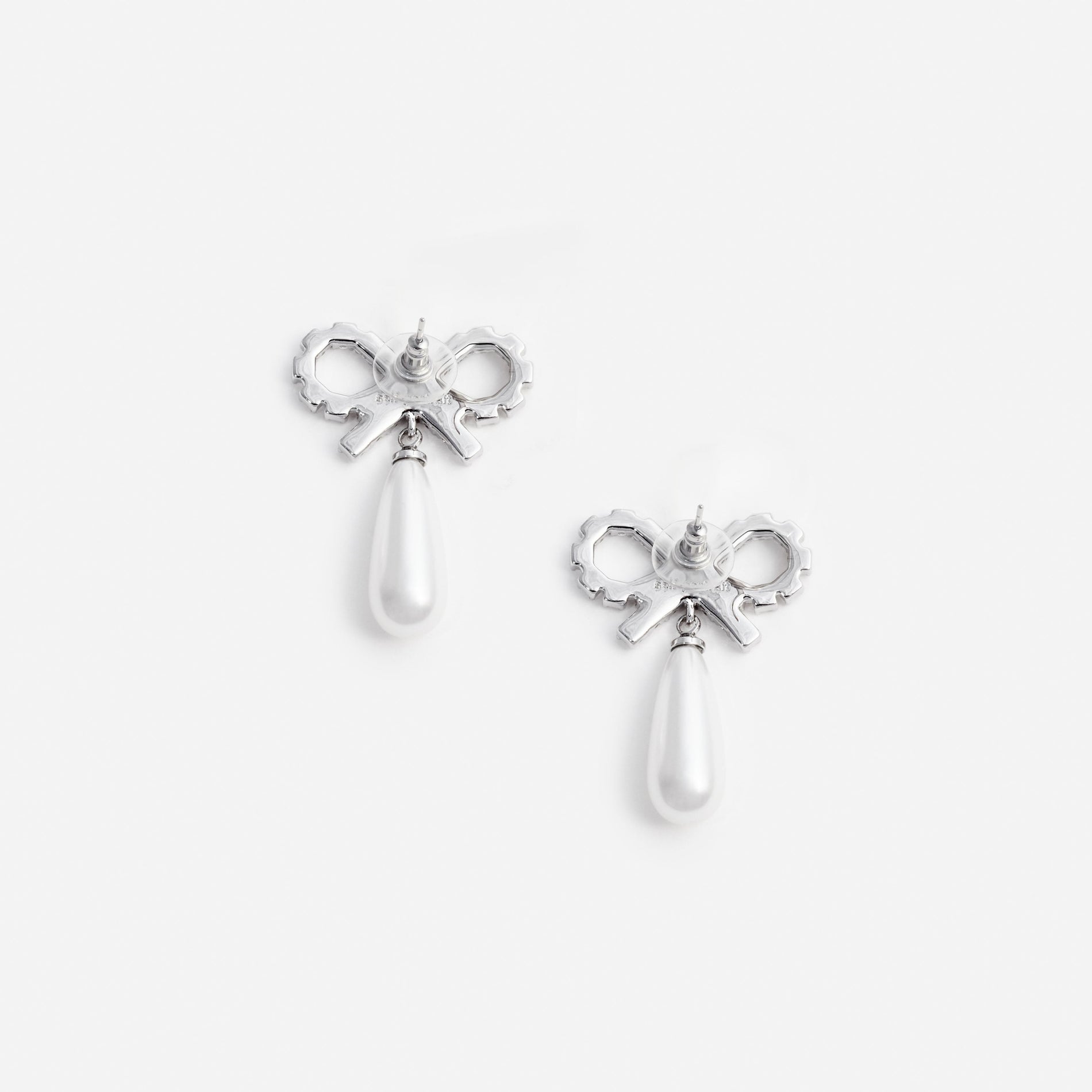 Crystal Bow Pearl Earrings