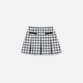 Navy Check Boucle Skirt