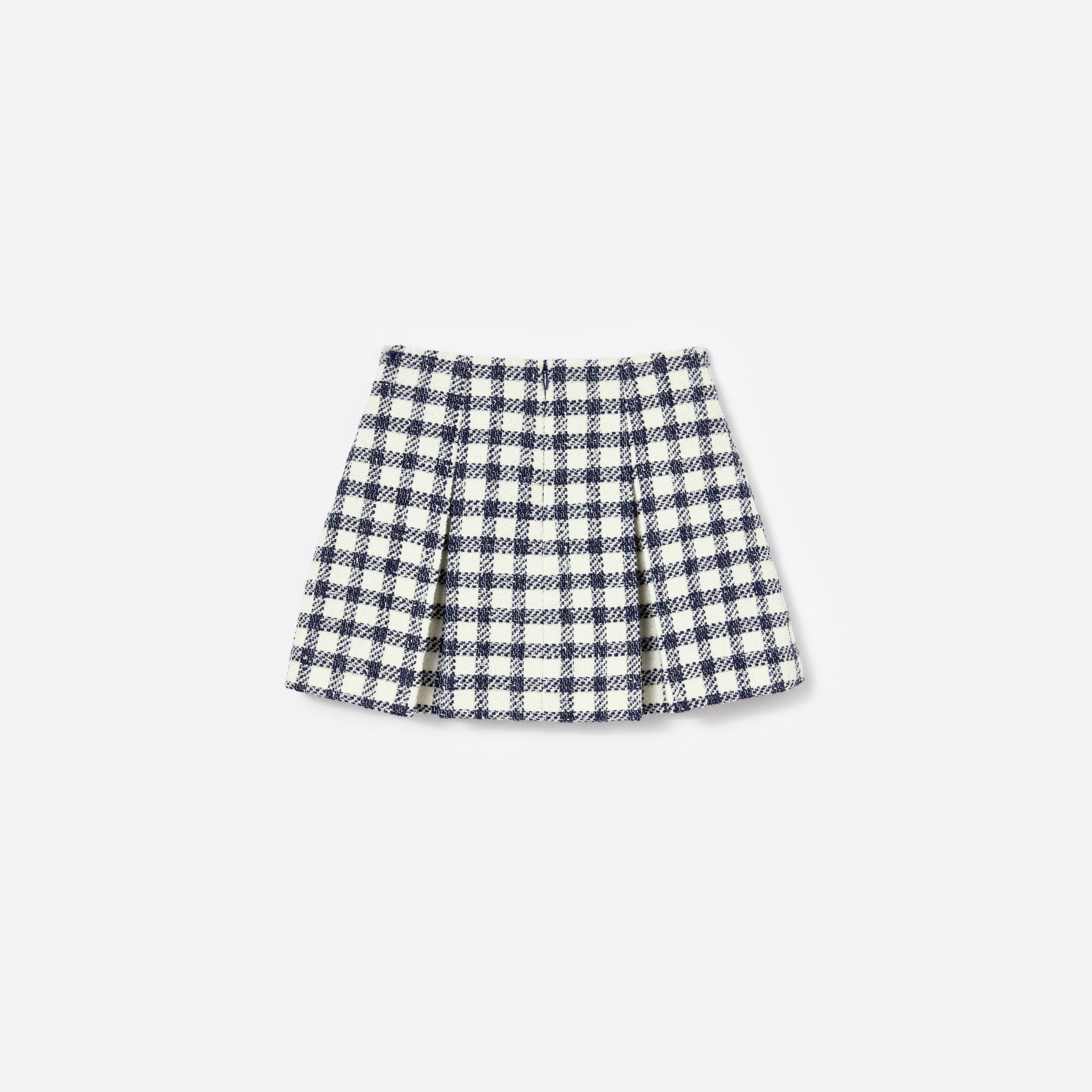 Navy Check Boucle Skirt