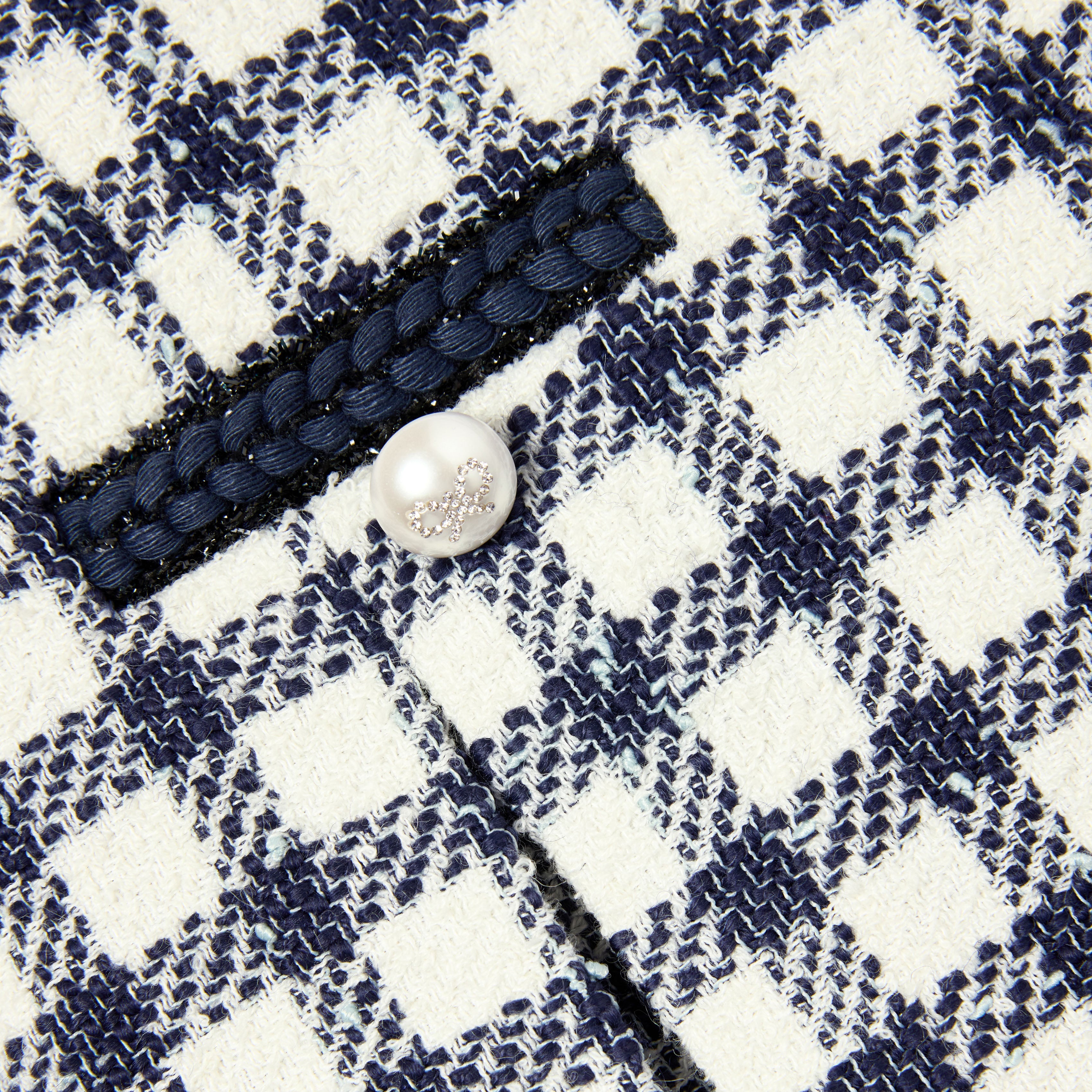 Navy Check Boucle Skirt