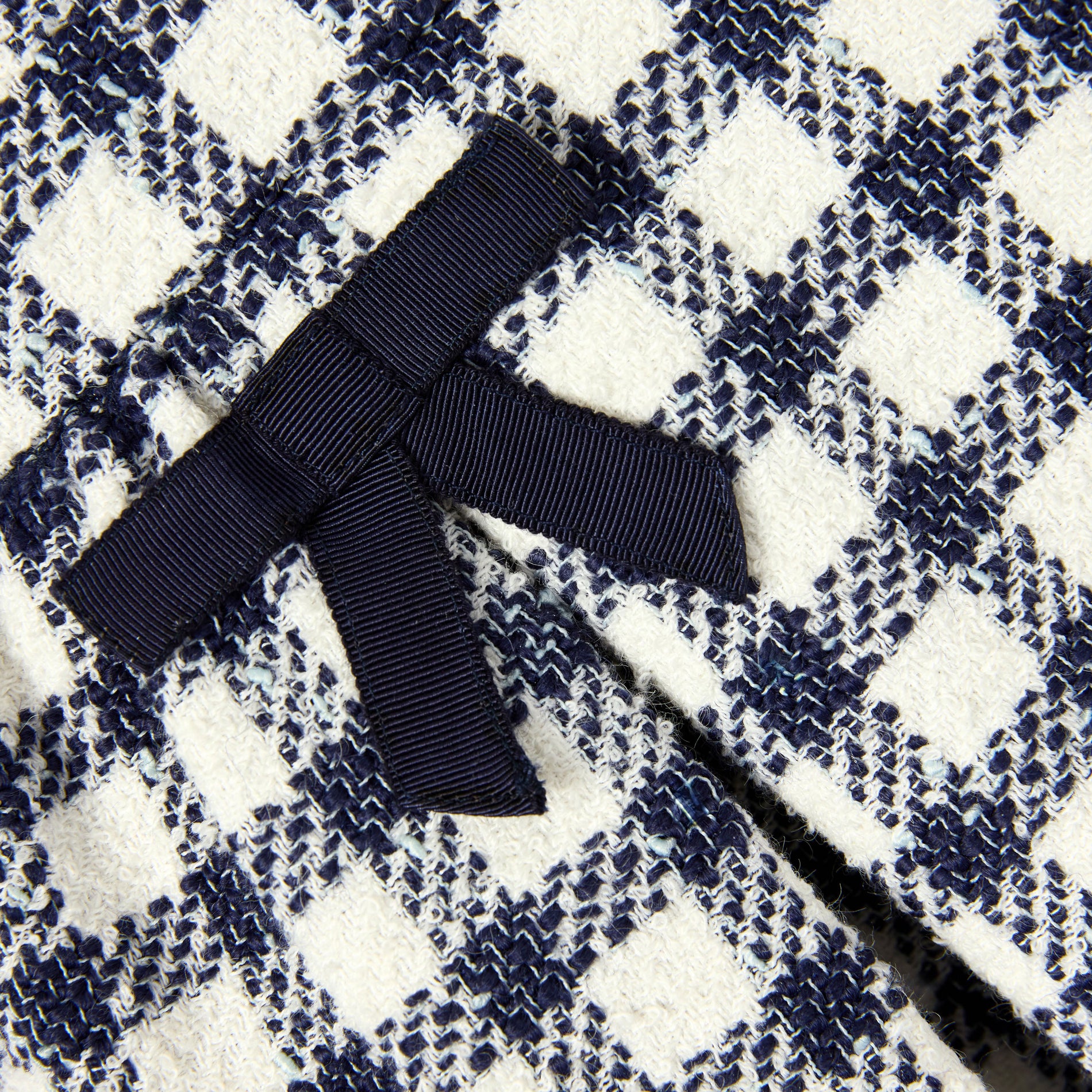 Navy Check Boucle Dress