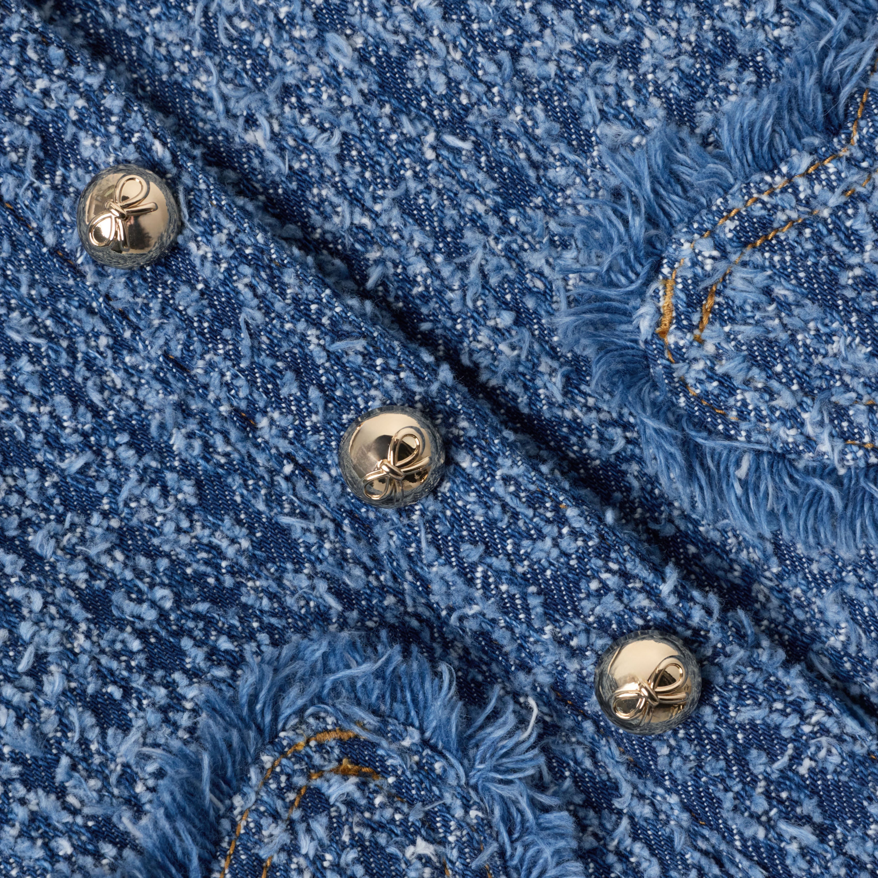 Textured Denim Heart Trim Jacket