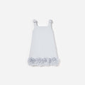 Blue Crepe Flower Dress