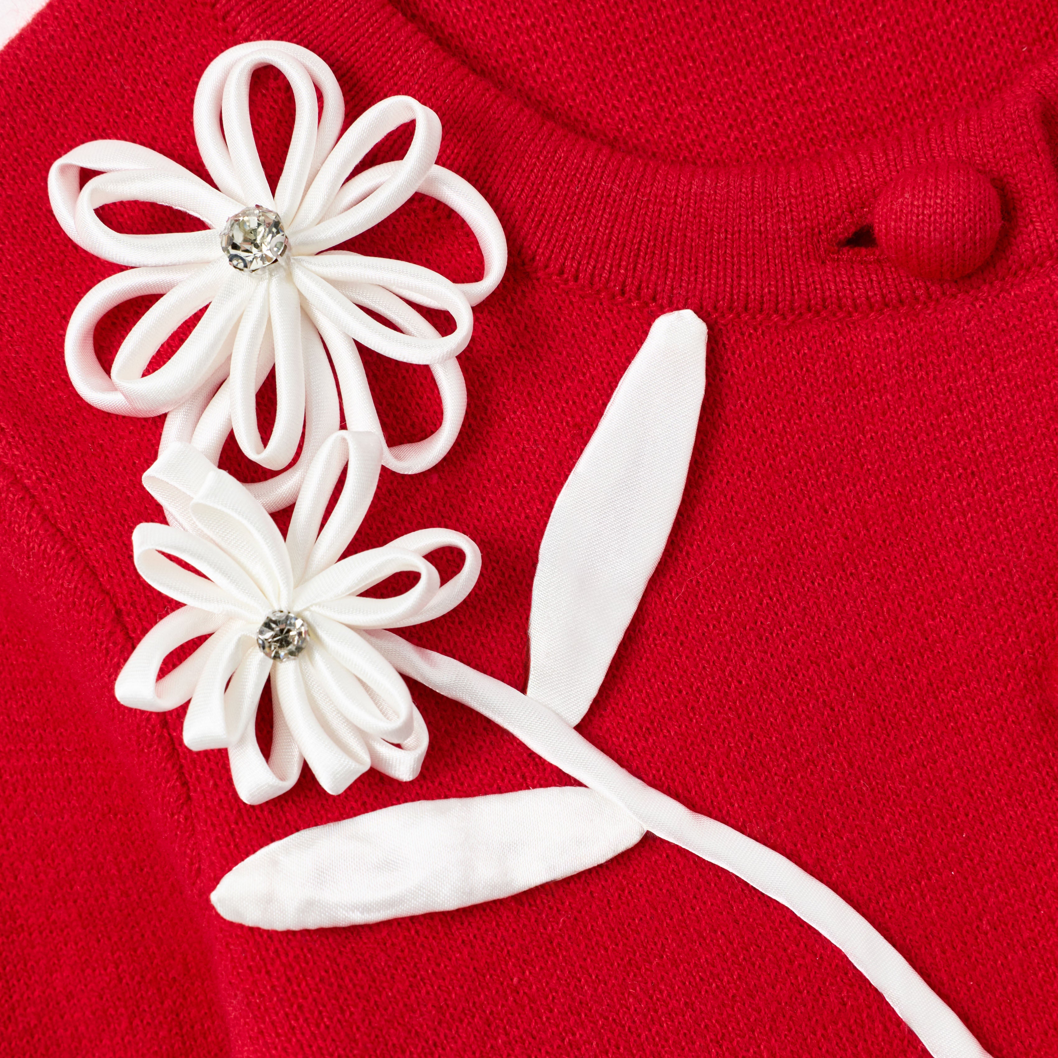 Red Flower Trim Cardigan